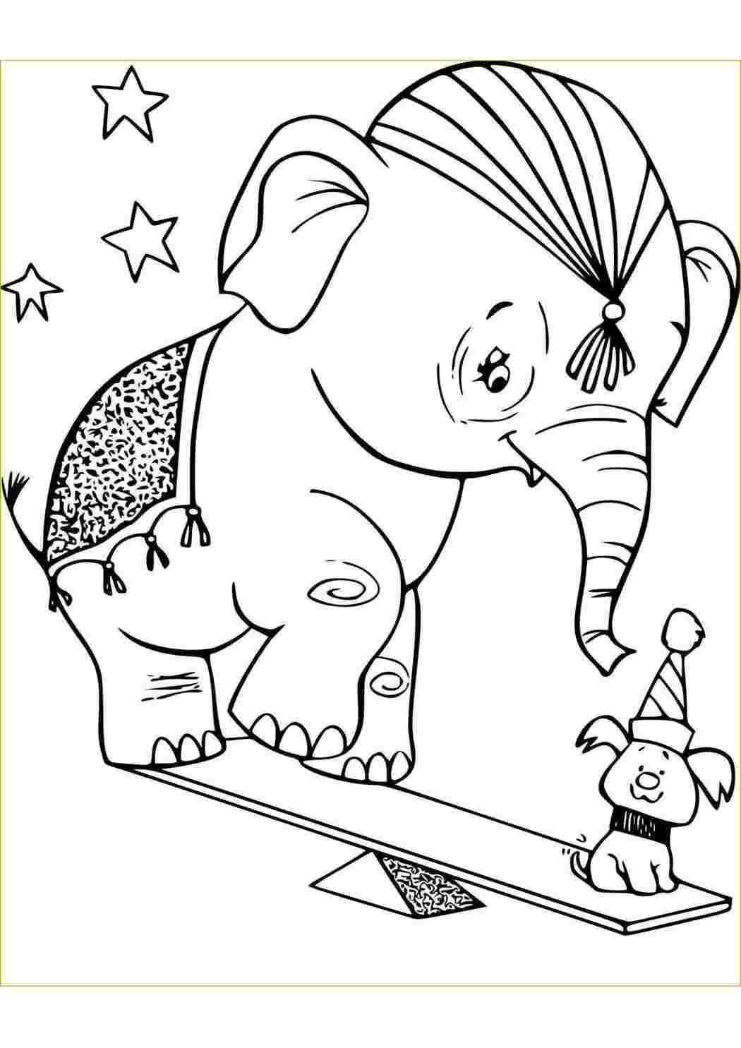 Раскраска и раскраска слона - векторная иллюстрация
