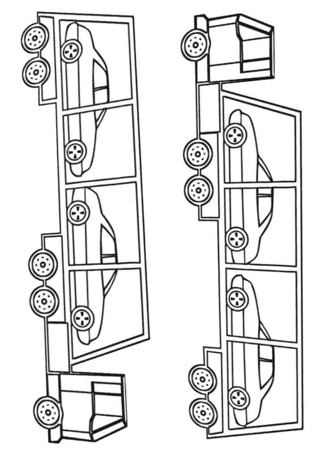 Раскраски Два автовоза. Распечатать раскраски. Два автовоза. Раскраски в формате А4.