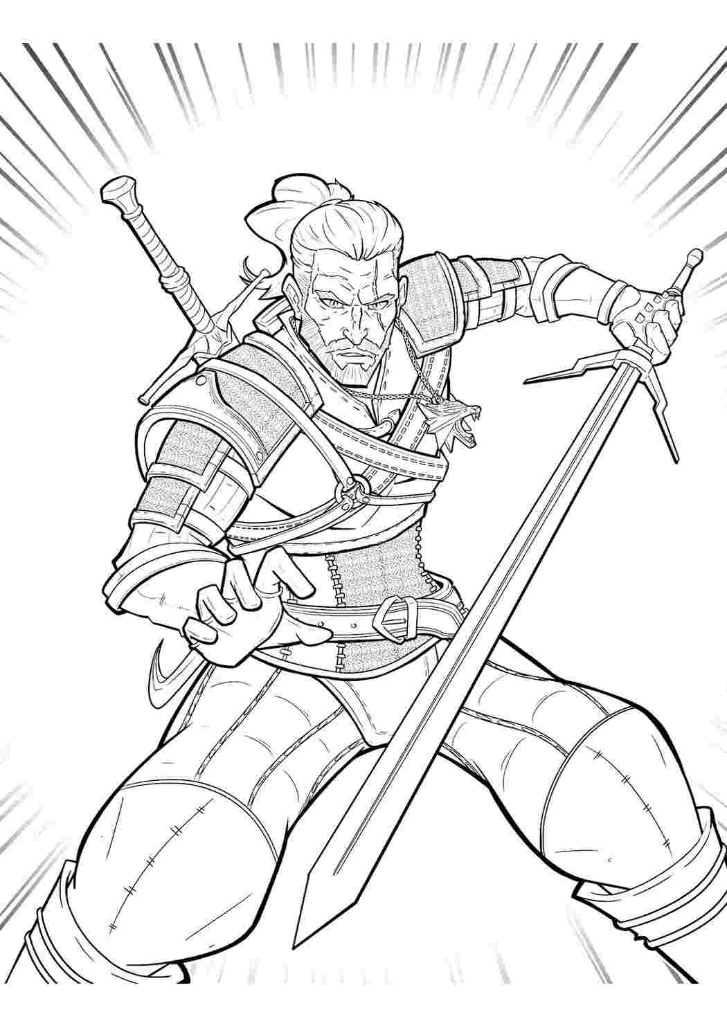 Coloriage Witcher - Imprimer gratuitement. Разукраски.