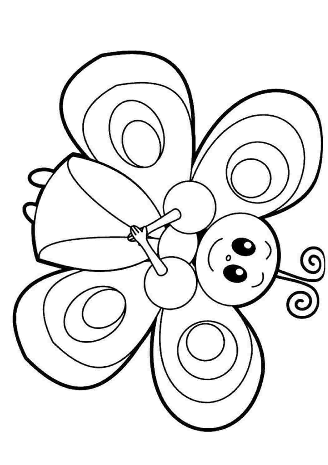 Раскраски Простая бабочка. Бесплатно найти раскраску. Простая бабочка. Раскраски для развития.
