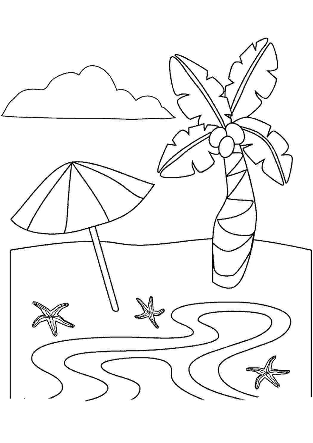 Раскраски Пальма и зонтик. Разукраска. Пальма и зонтик. Онлайн раскраски.