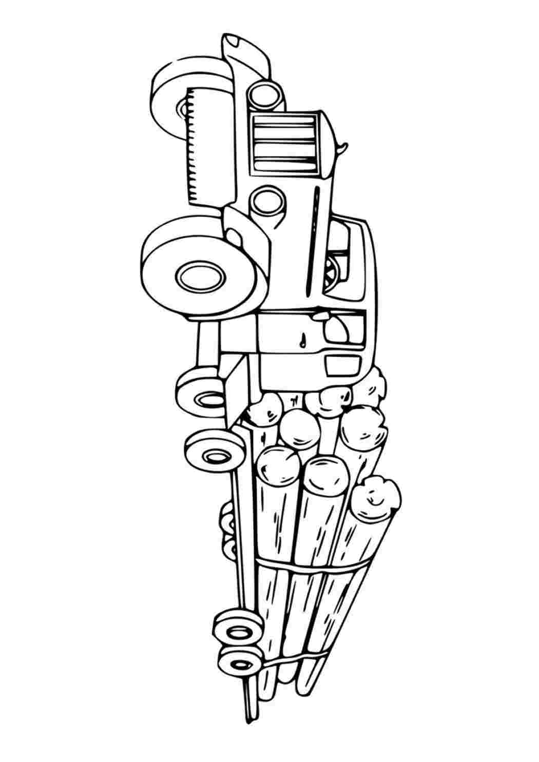 Раскраски Грузовик лесовоз. Бесплатные раскраски. Грузовик лесовоз. Раскраска для печати.
