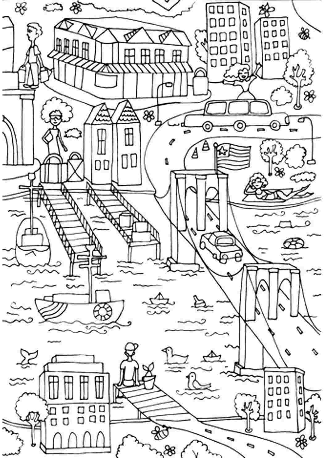 раскраска мост. Разукраски.