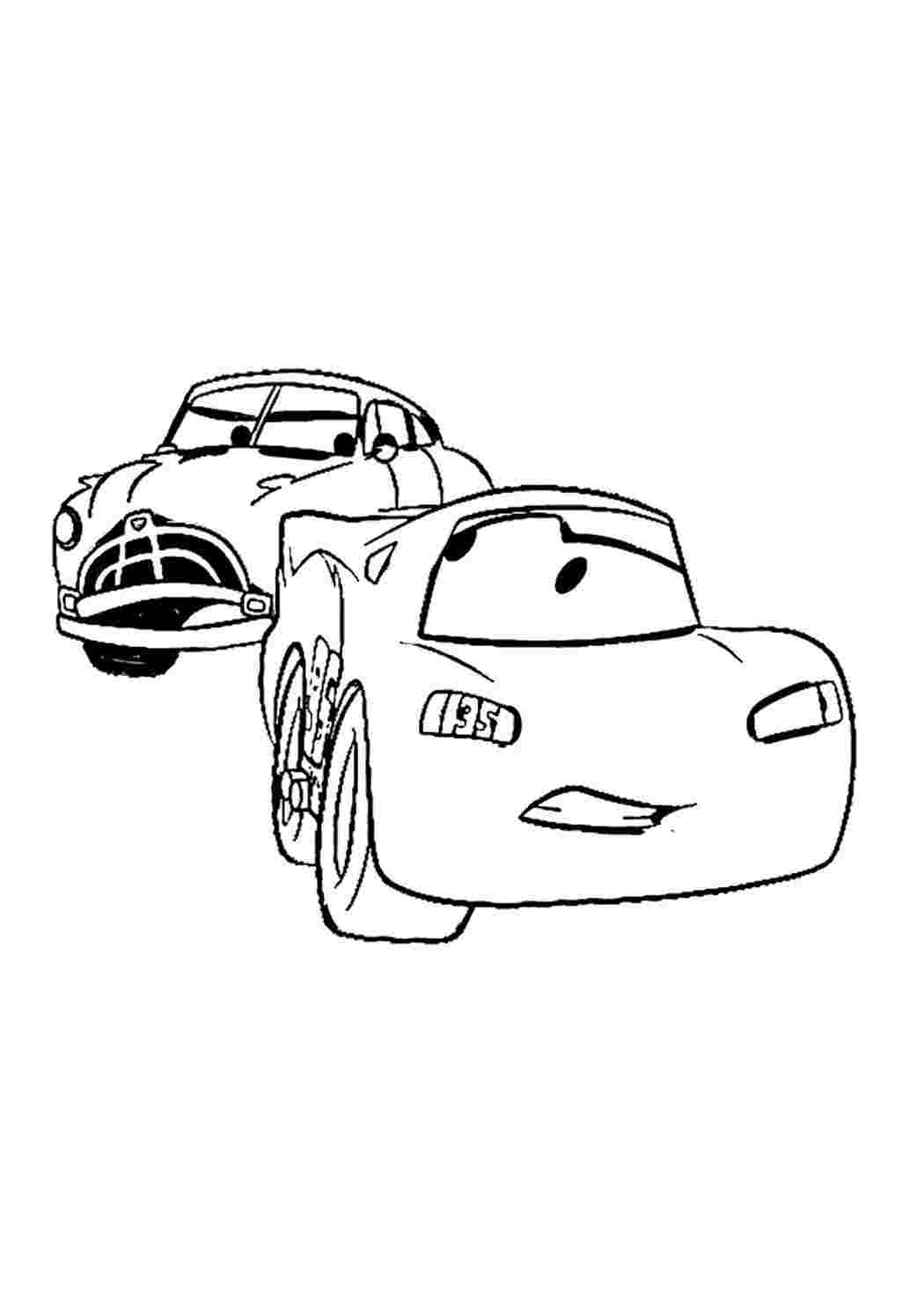 Doc Hudson berates Lightning McQueen. Раскраски в формате А4.