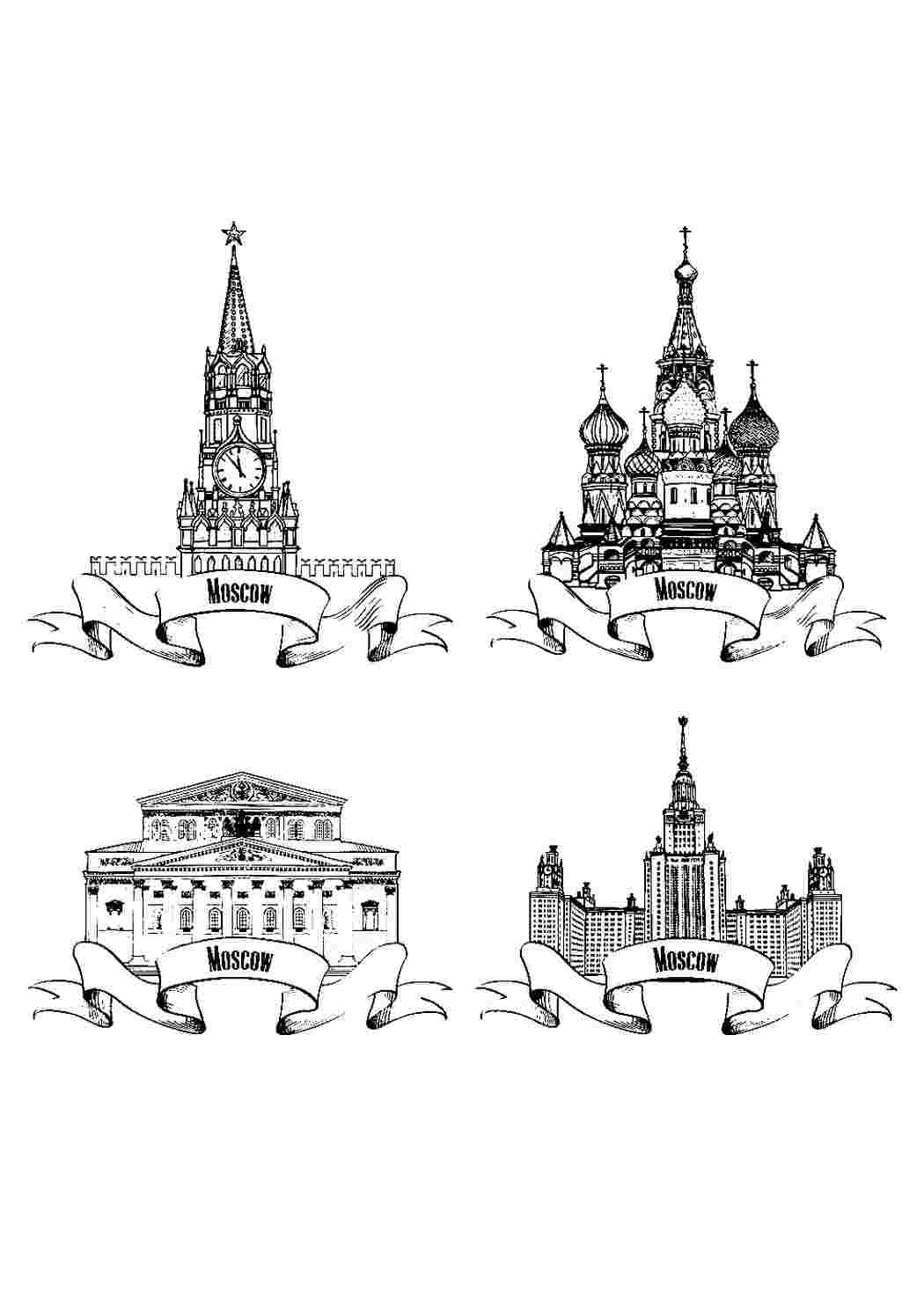 Кремль черно белый рисунок - 54 фото