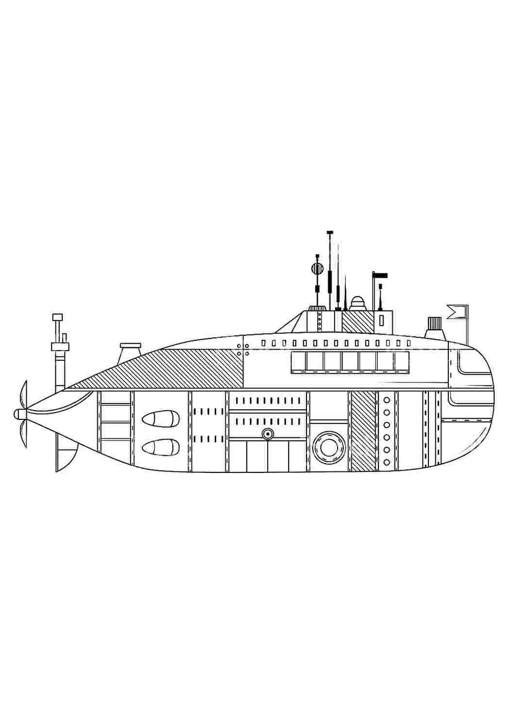 раскраски для мальчиков раскраска подводная лодка. Печатать раскарску.