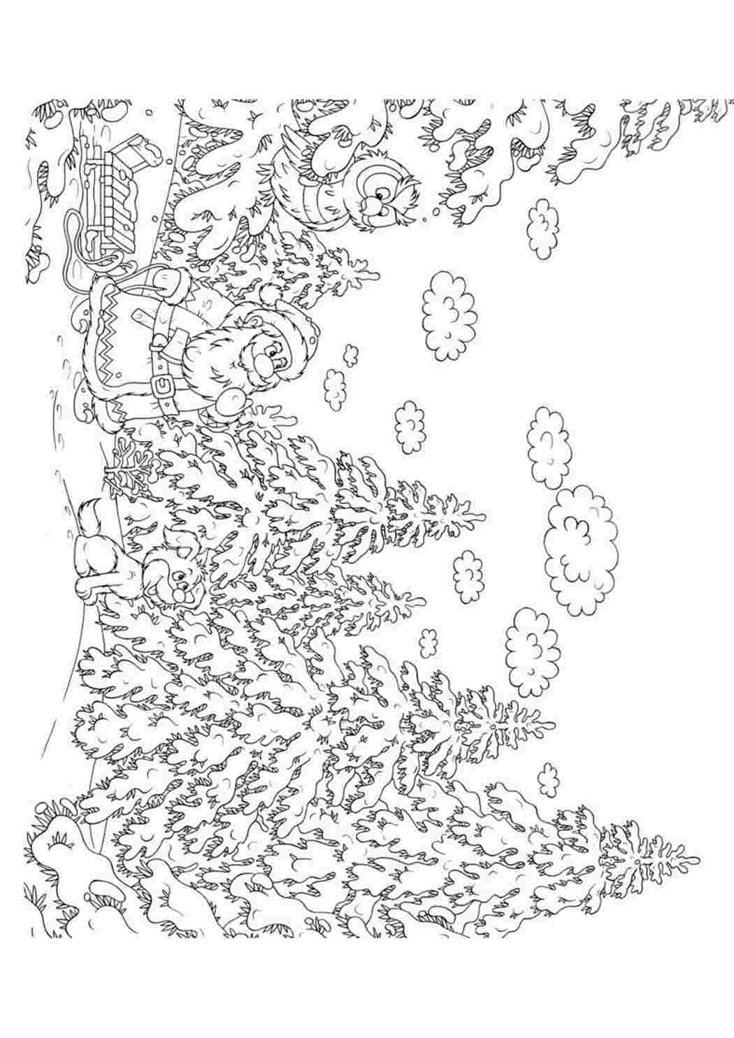 Раскраска мороз лесу. Дед Мороз в лесу. Онлайн раскраски.