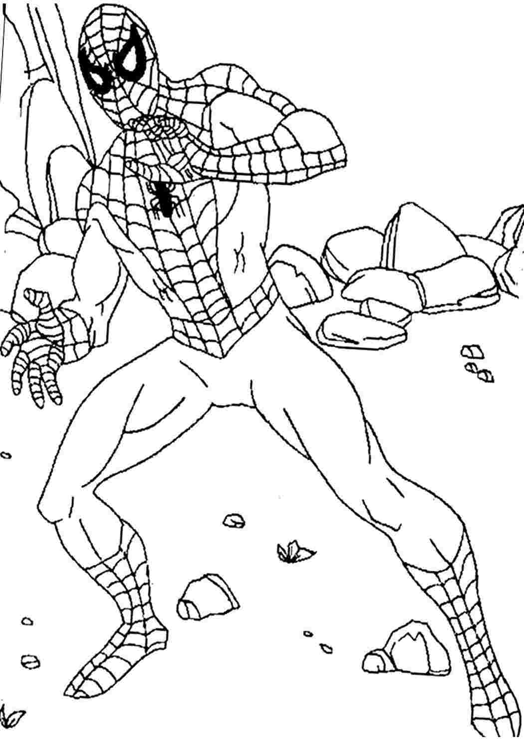 Раскраска человек-паук . Черно-белые картинки Человек-паук для  раскрашивания. Много раскрасок.