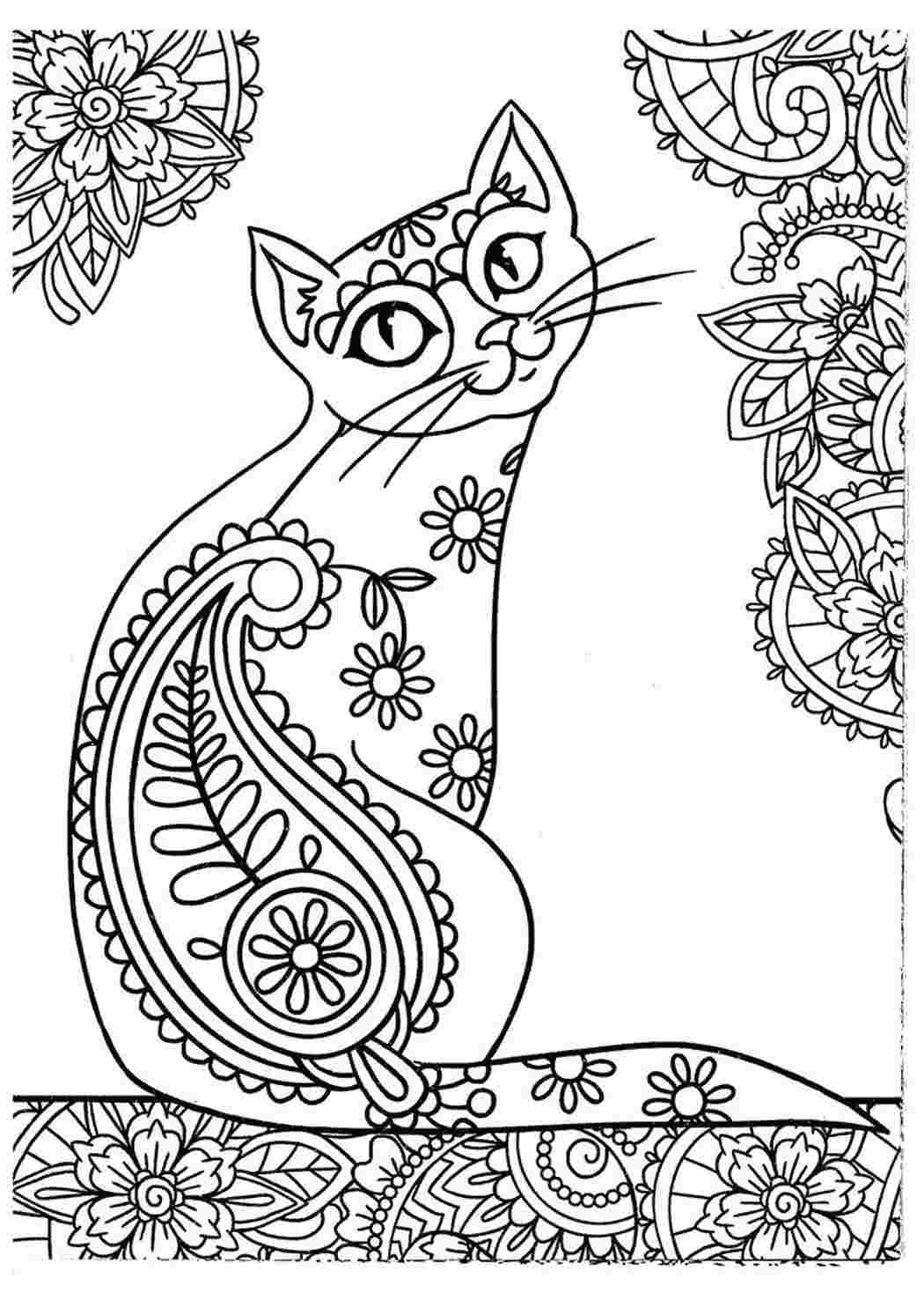 мандалы кошка. Раскраски.