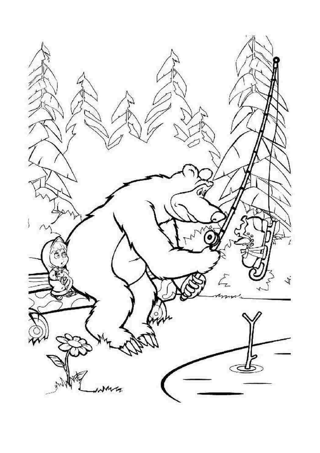 Раскраска 16 стр., А4, Маша и Медведь