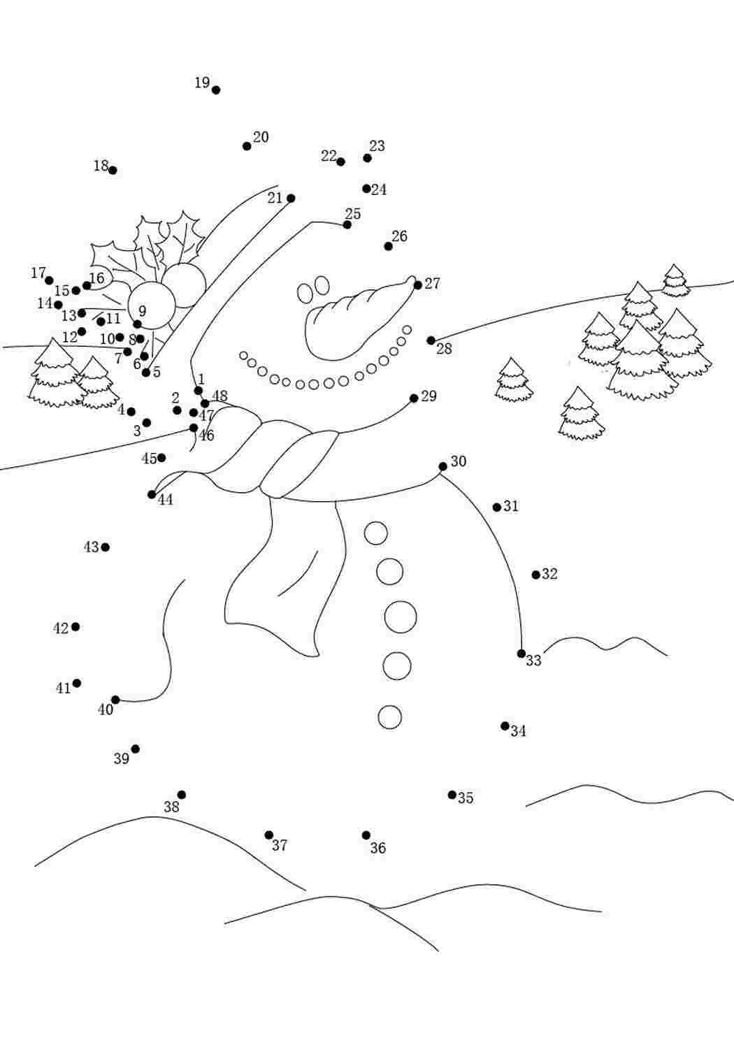 Раскраски Снеговик по точкам. Раскраски. Снеговик по точкам. Печатать раскарску.