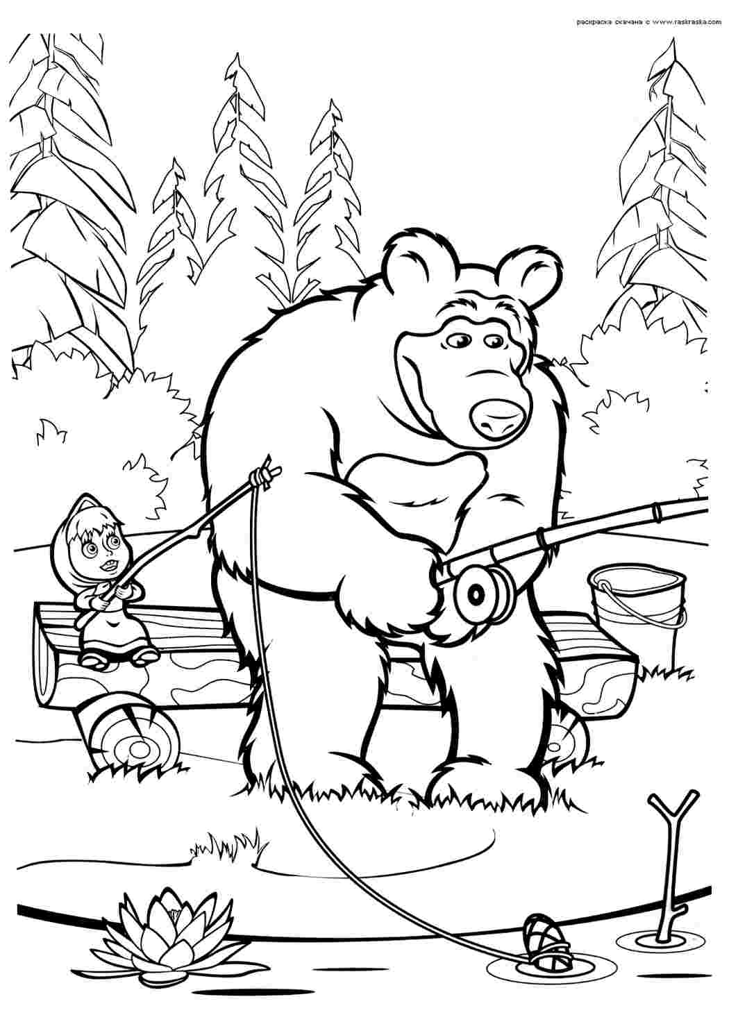Раскраски «Маша и Медведь» для детей. Распечатайте бесплатно!
