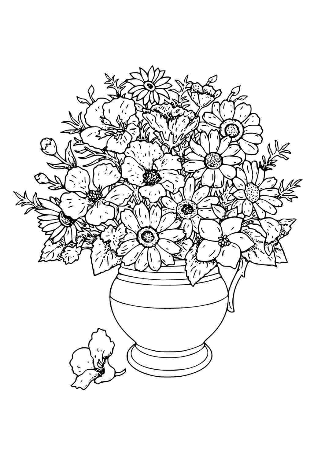 Цветы в вазе Раскраска ваза с цветами