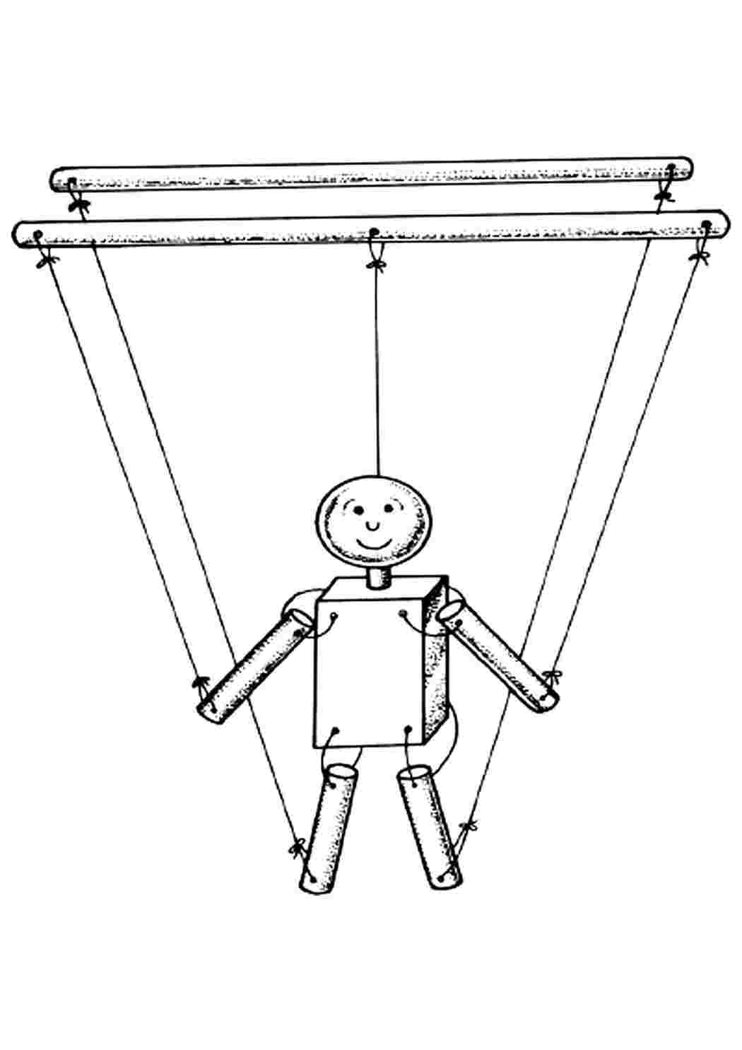 детские раскраски раскраска марионетка. Раскрашивать онлайн.