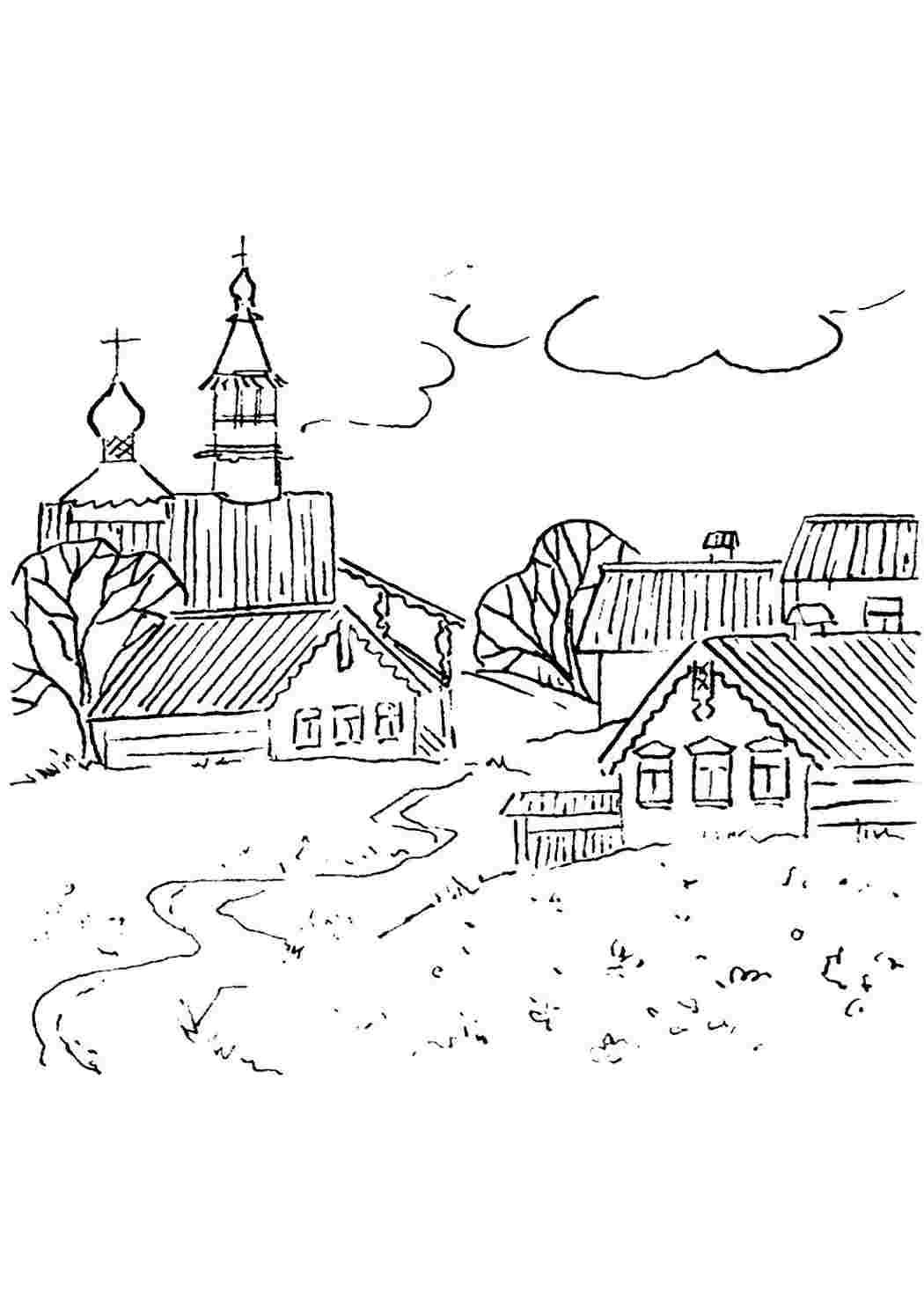 раскраска домик в деревне. Красивые раскраски.