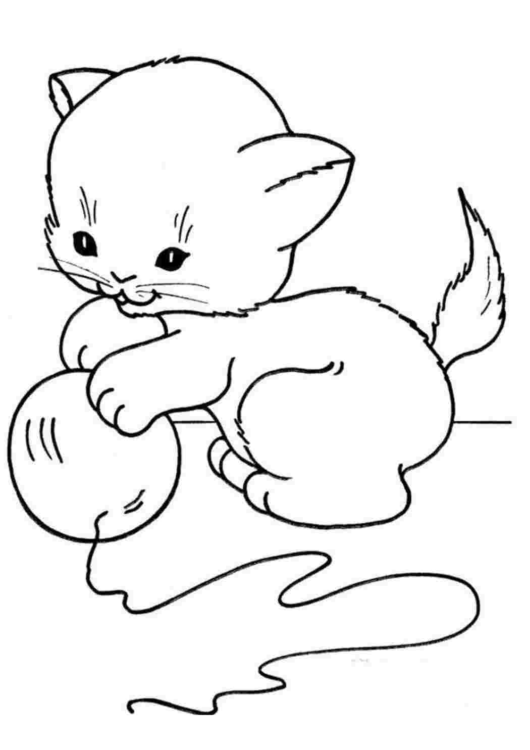 Раскраска кошка играет. Раскраски без СМС.