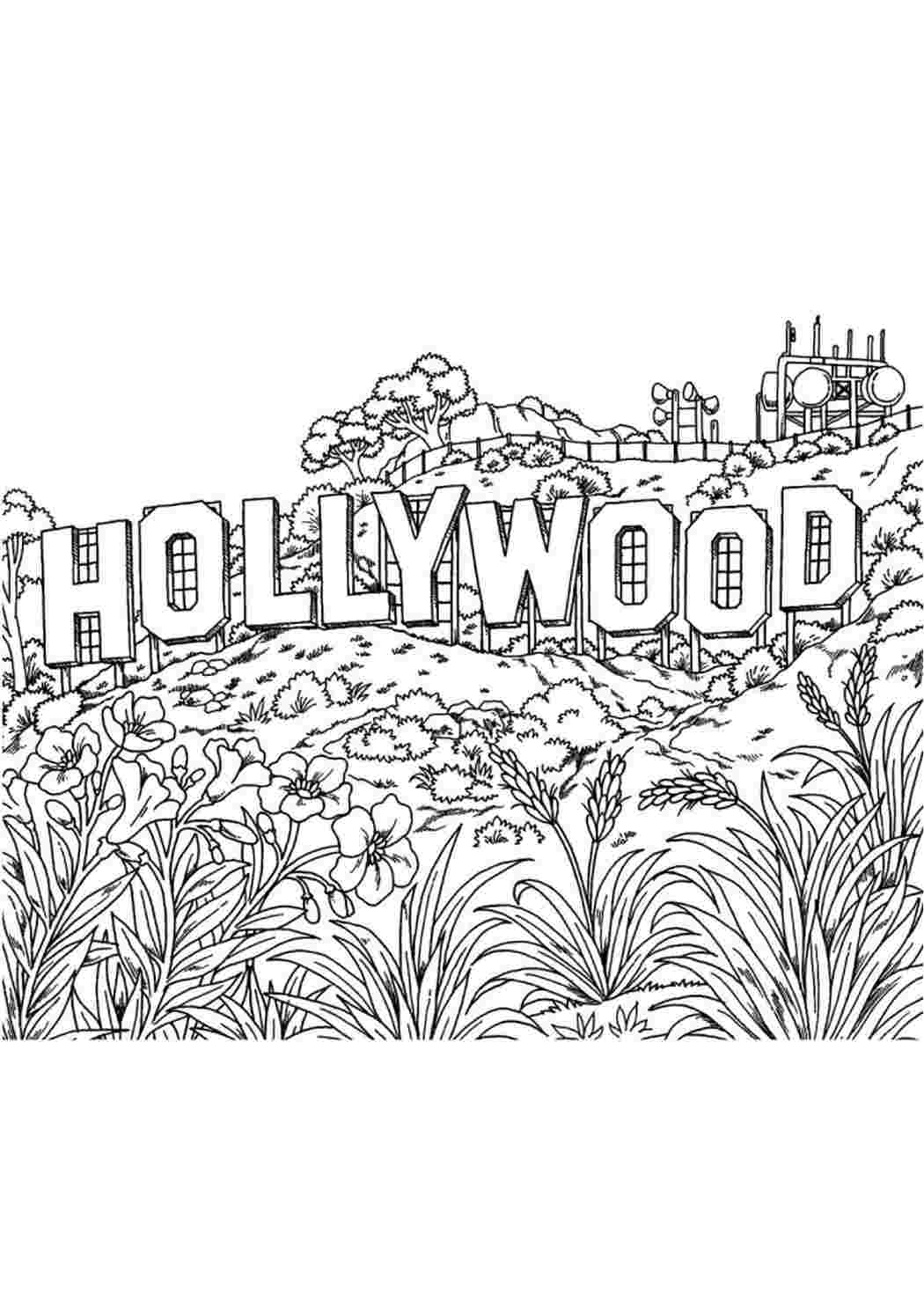 Hollywood-värityskirja. Разукрашки.