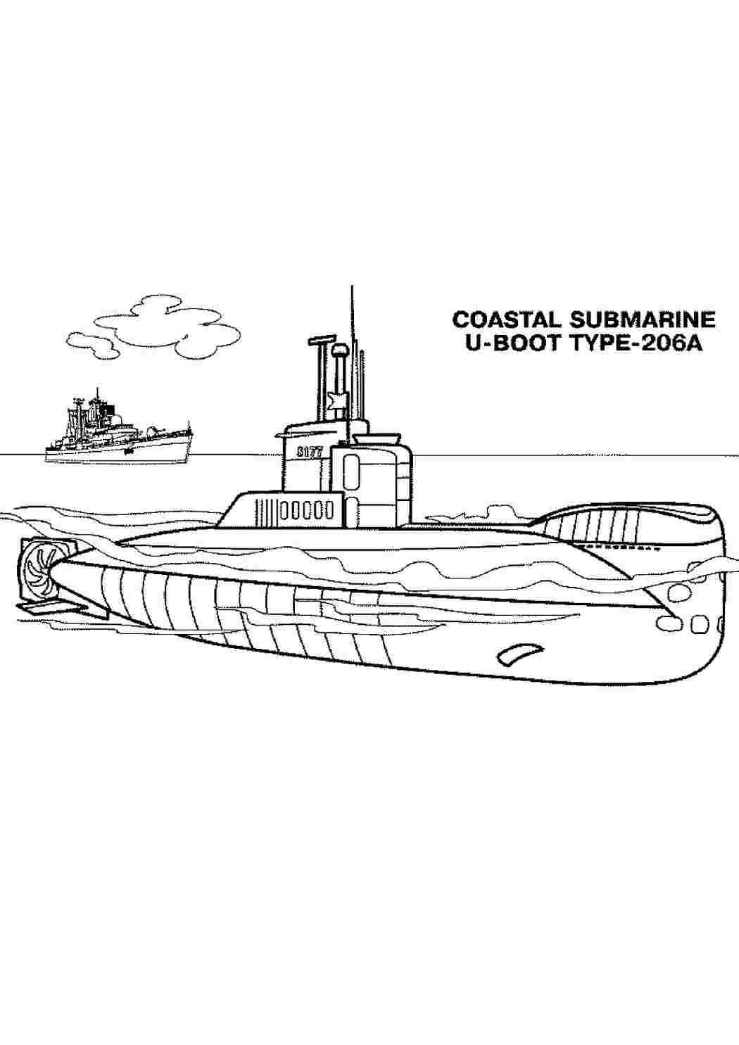 раскраски для мальчиков раскраска подводная лодка. Печатать раскарску.
