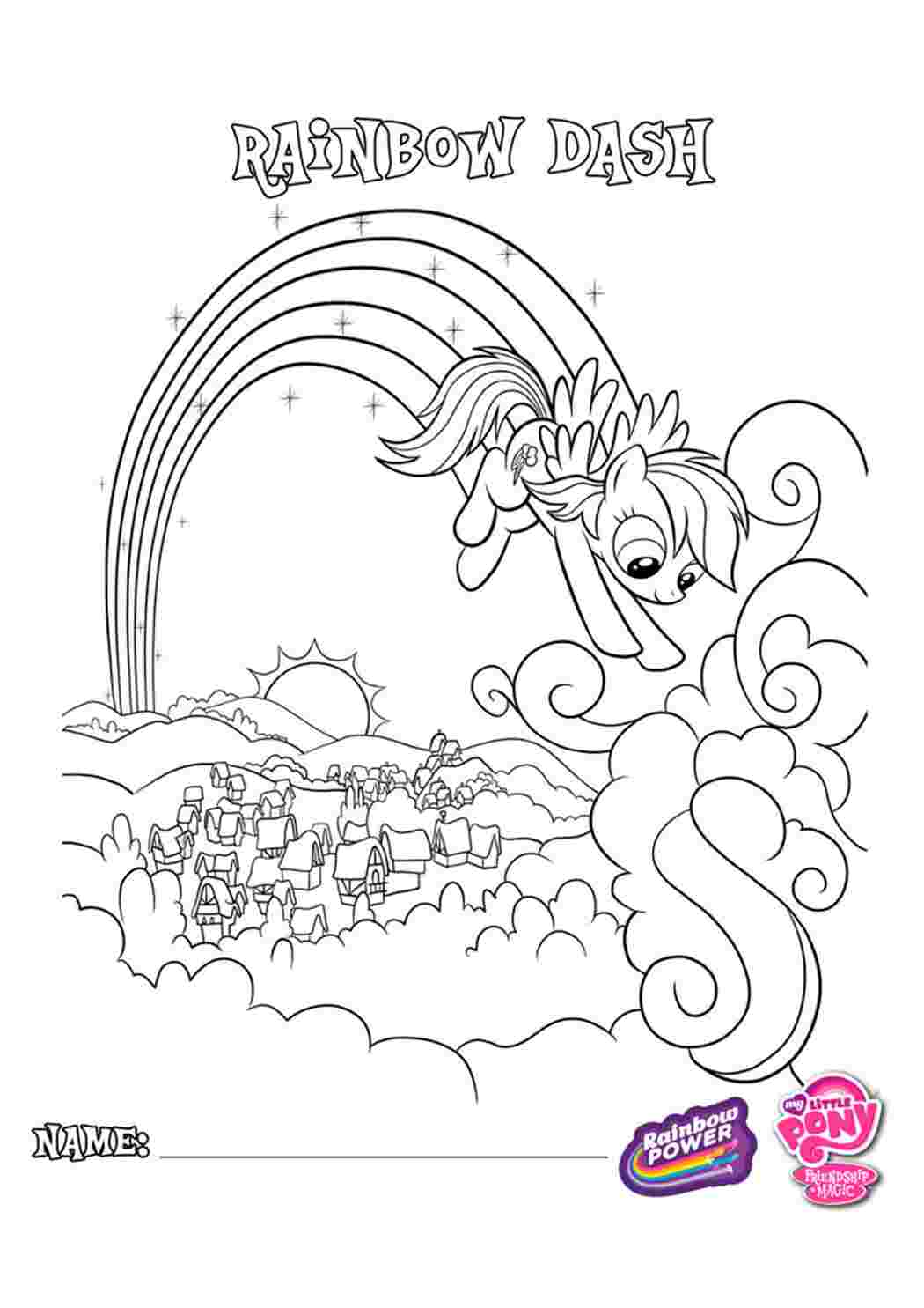 Живая раскраска “Мой маленький пони. Девочки из Эквестрии - Пинки Пай Радуга Дэш и Эпплджек”