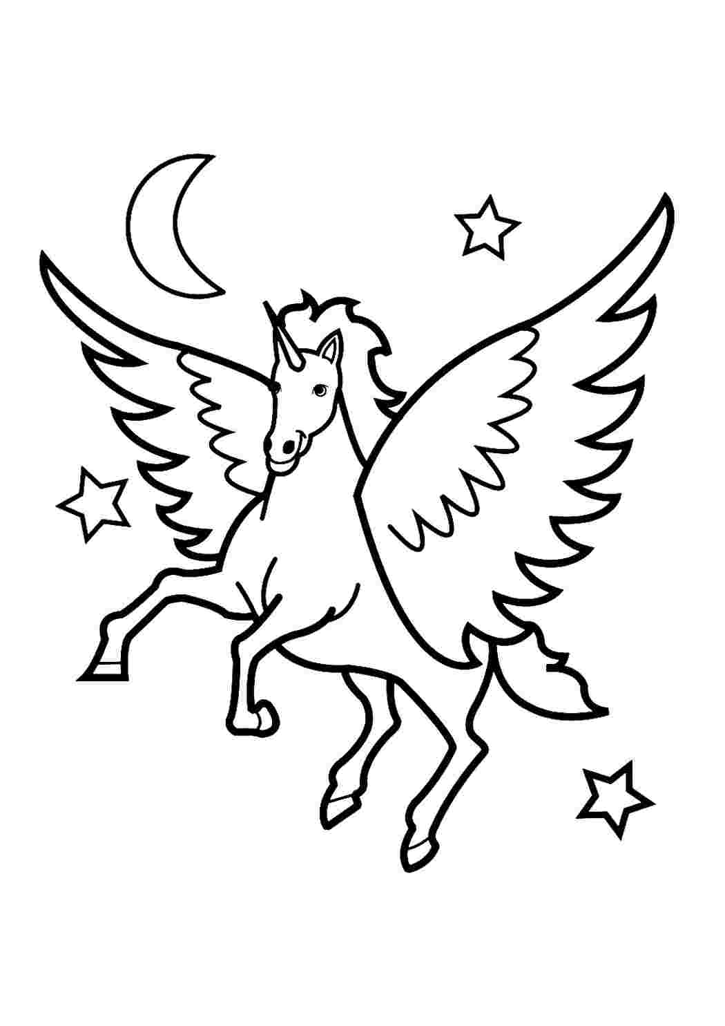 Раскраски Единорог с Крыльями — Распечатывайте бесплатно