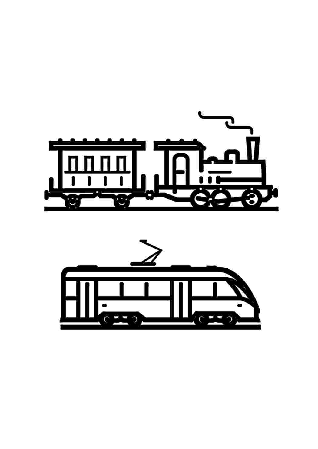 Раскраски Modernit ja vanhat junat. Скачать раскраски. Modernit ja vanhat junat. Распечатать раскраски.