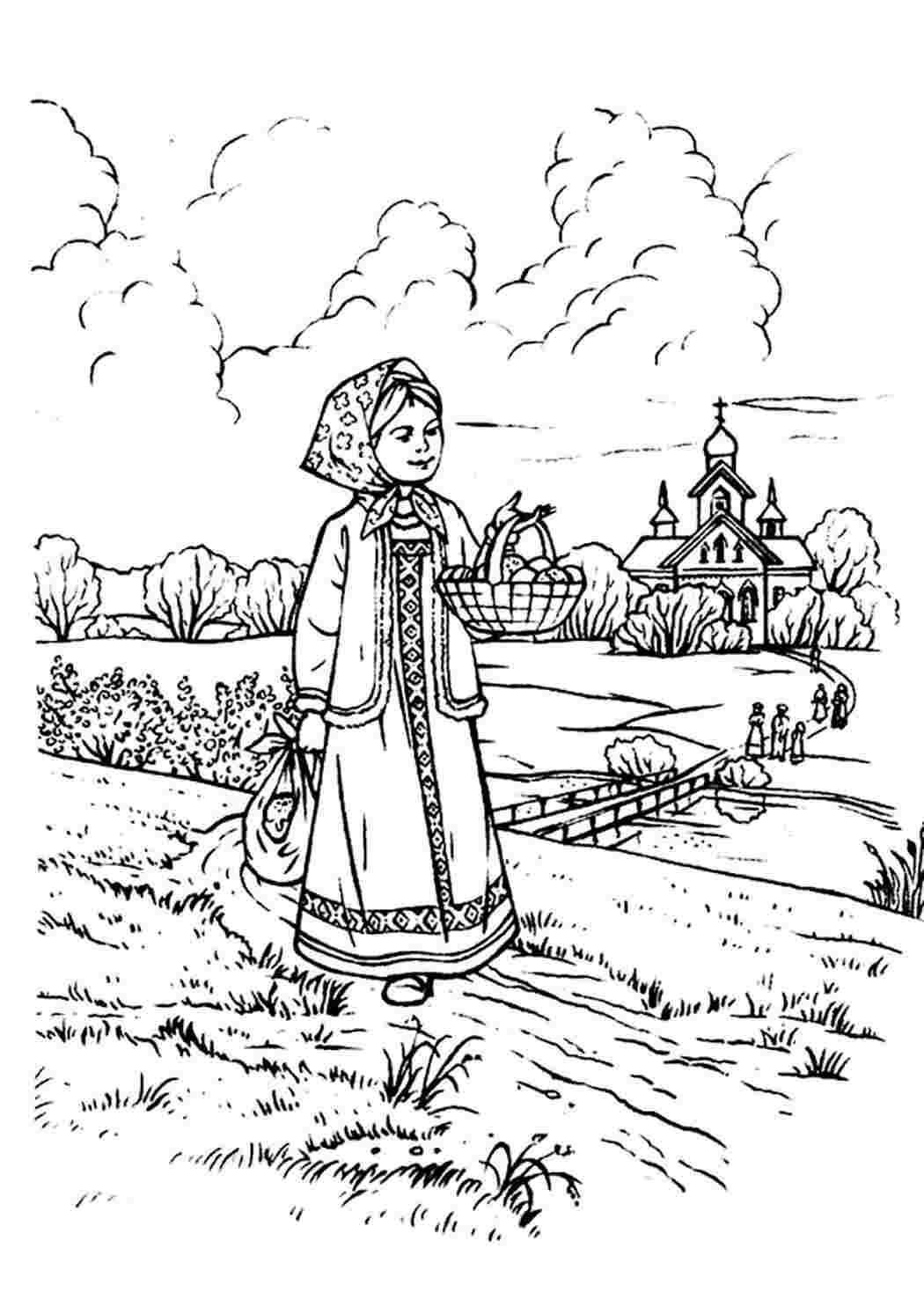 Раскраски раскраска деревня. Бесплатные раскраски. раскраска деревня. Онлайн раскраски.