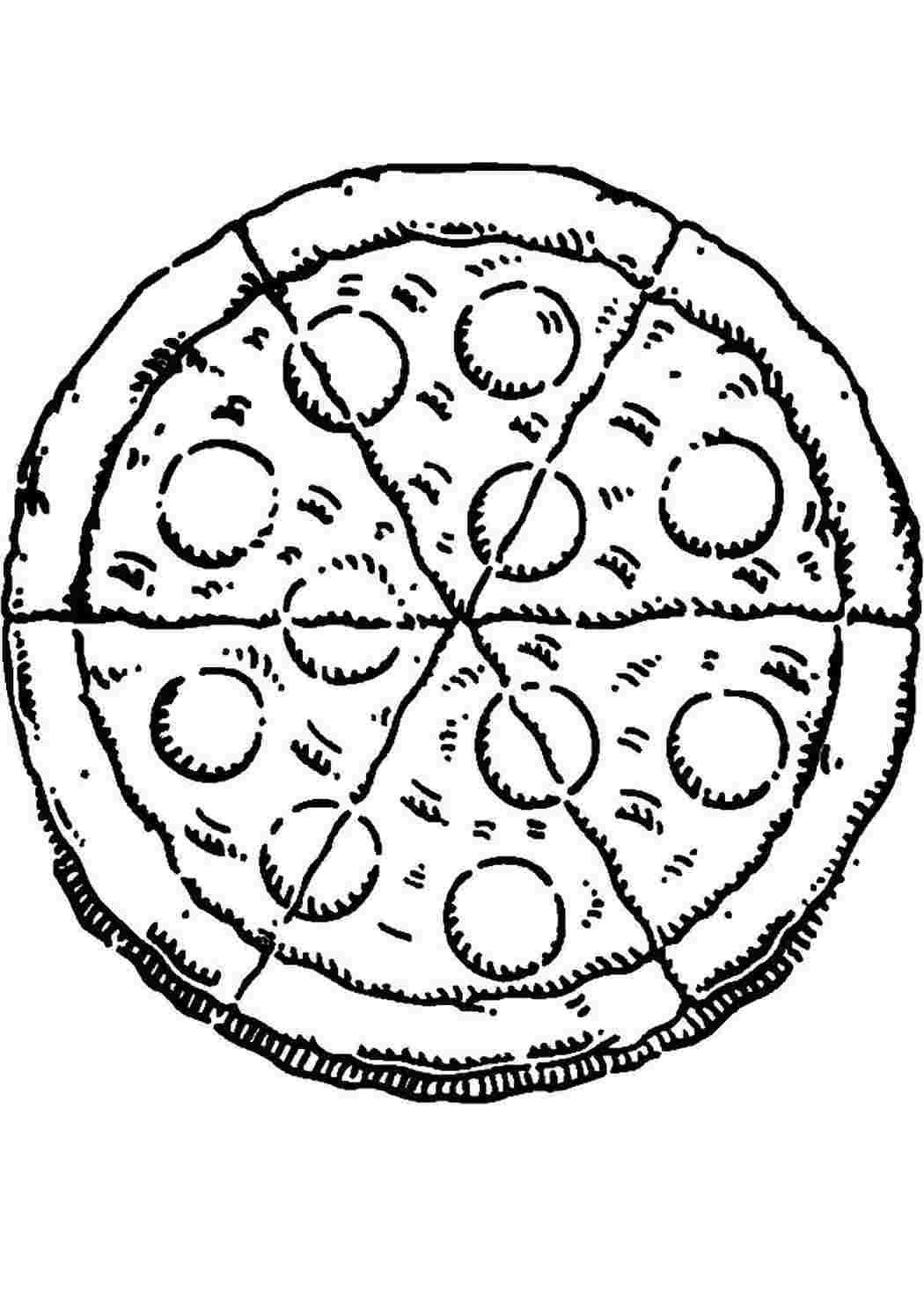 Раскраска Раскраска пицца пепперони распечатать. Печатать раскарску.