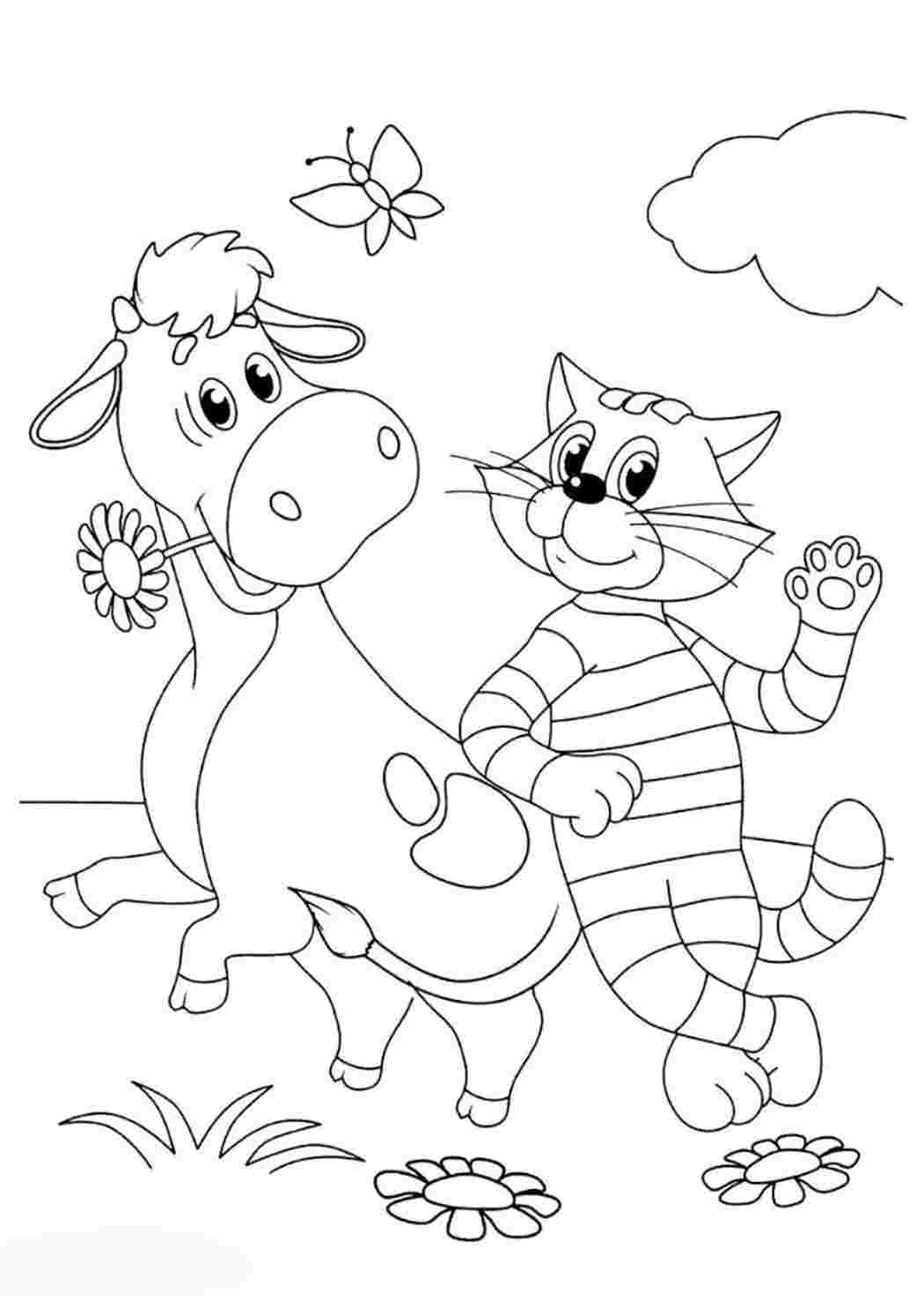 раскраски из мультфильмов раскраска кот матроскин. Раскраска для печати.