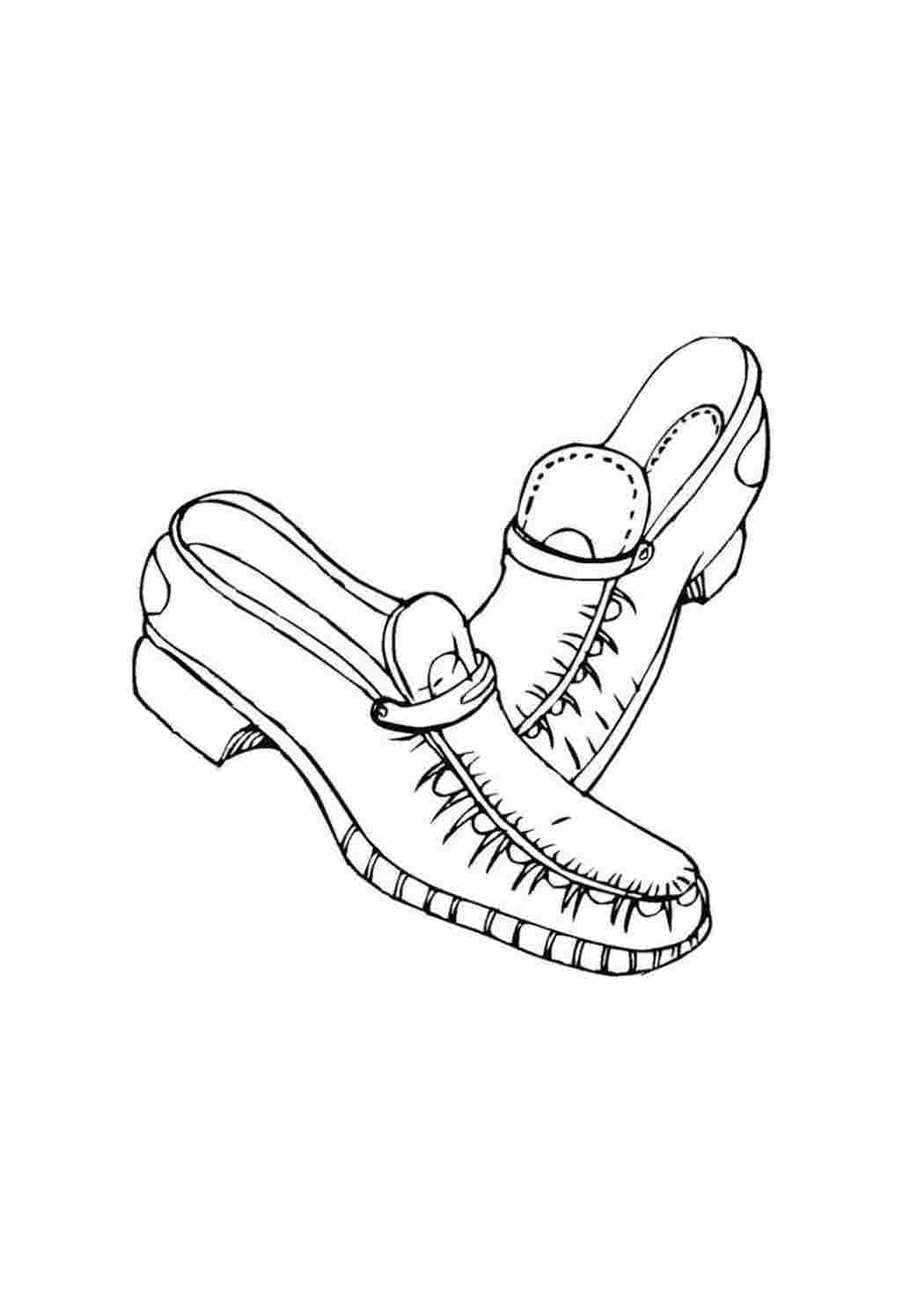 раскраска обувь. Бесплатные раскраски.