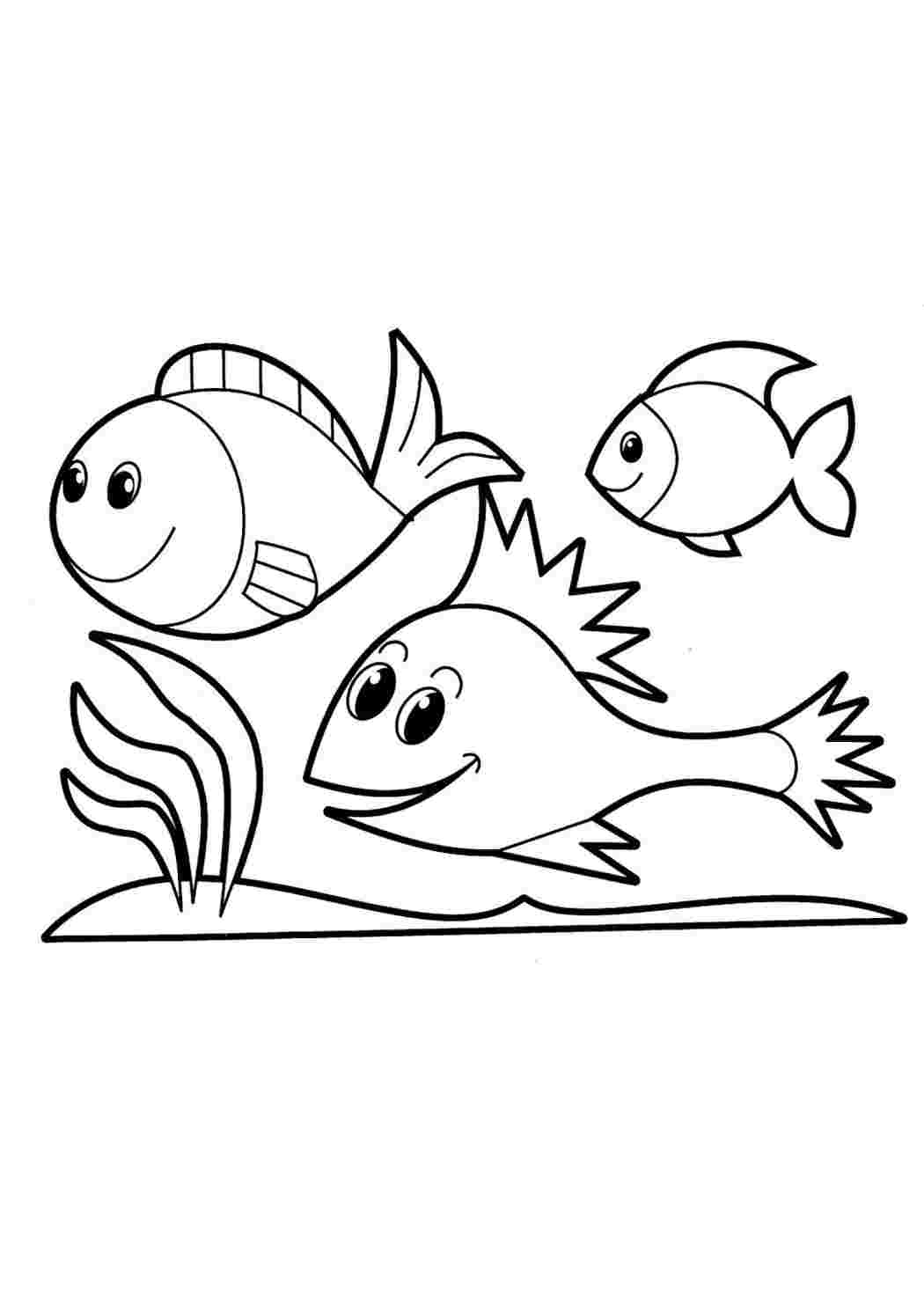Раскраски рыбок и морских обитателей для малышей: распечатать