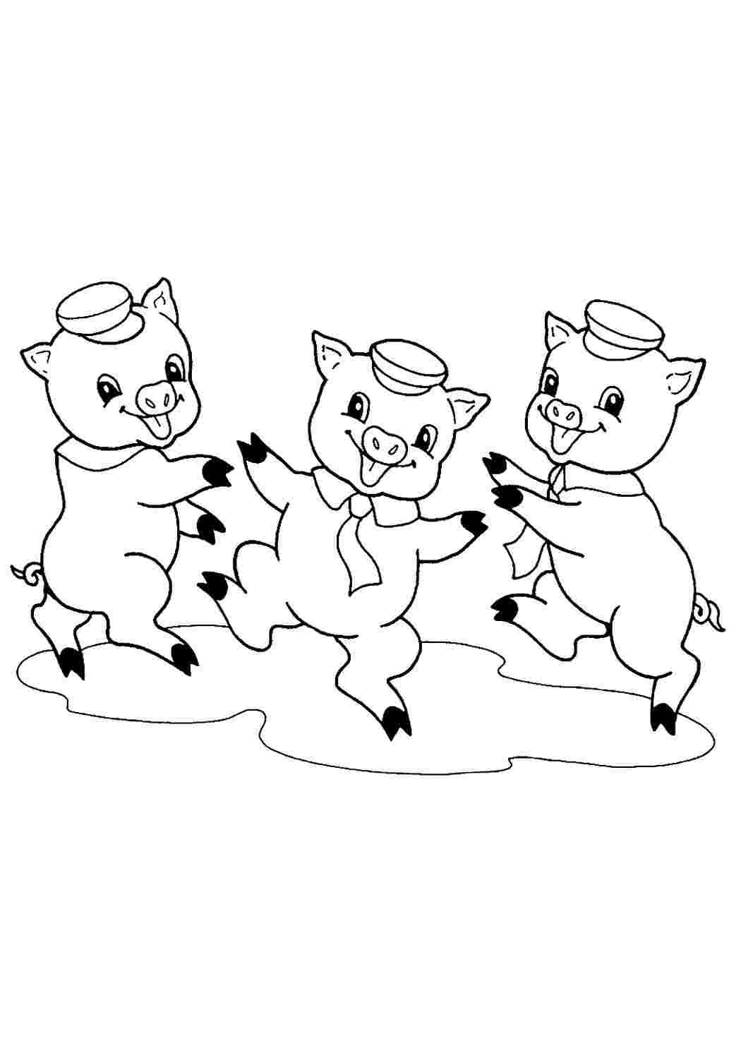 Раскраска Раскраска Ниф-Ниф Нуф-Нуф и Наф-Наф распечатать. Черно белые раскраски.