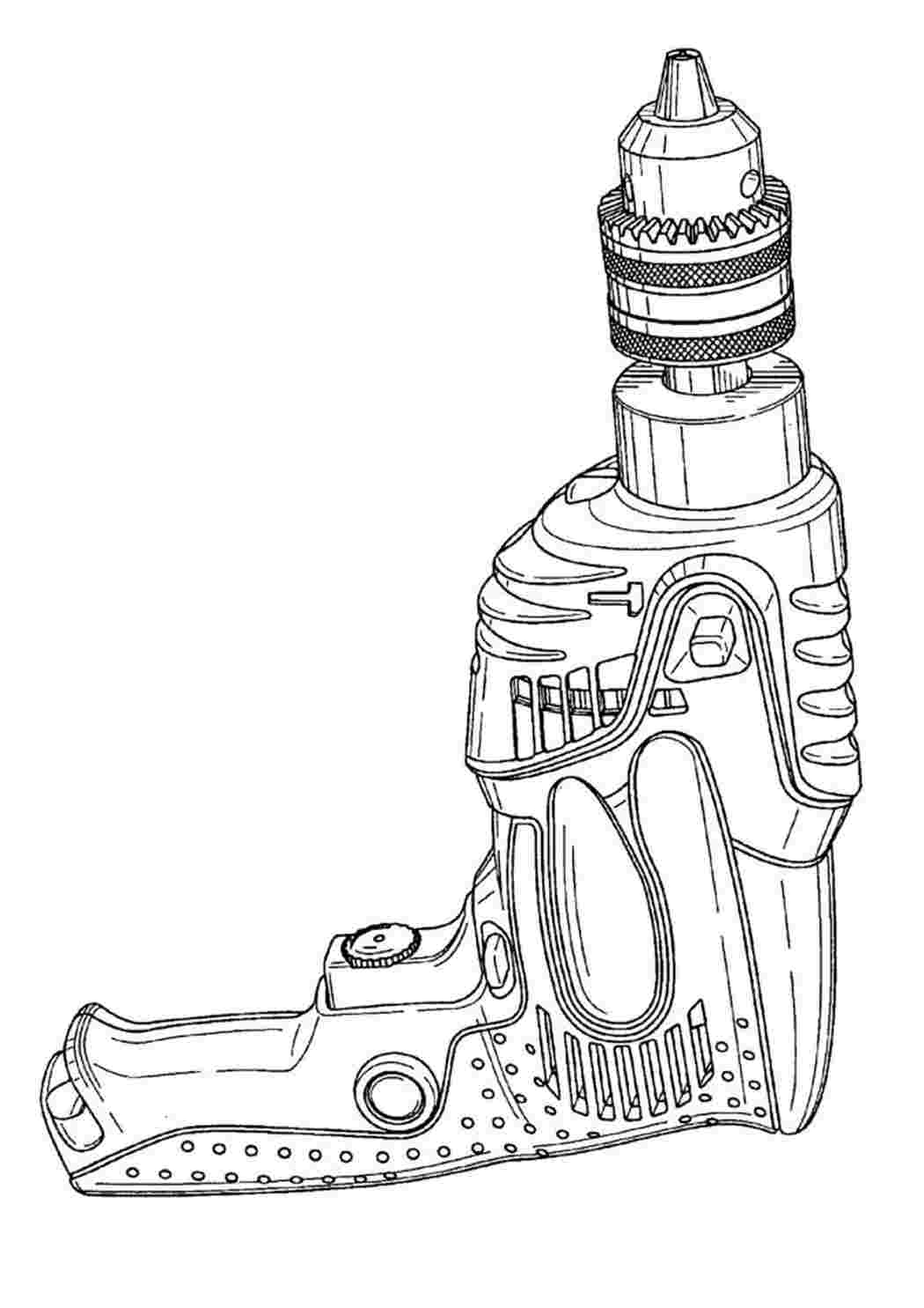 Раскраска дрель. Раскраски для развития.