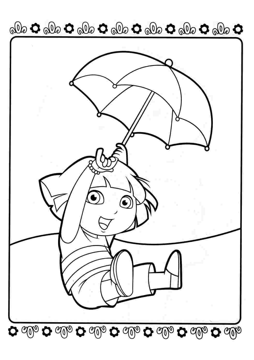 Раскраски даша играет с зонтиком. Картинки раскраски. даша играет с зонтиком. Раскраски для развития.