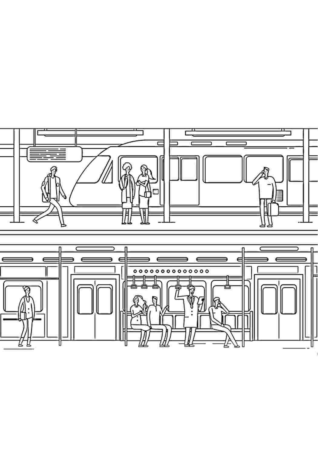 Metro-värityskirja. Раскраска для печати.