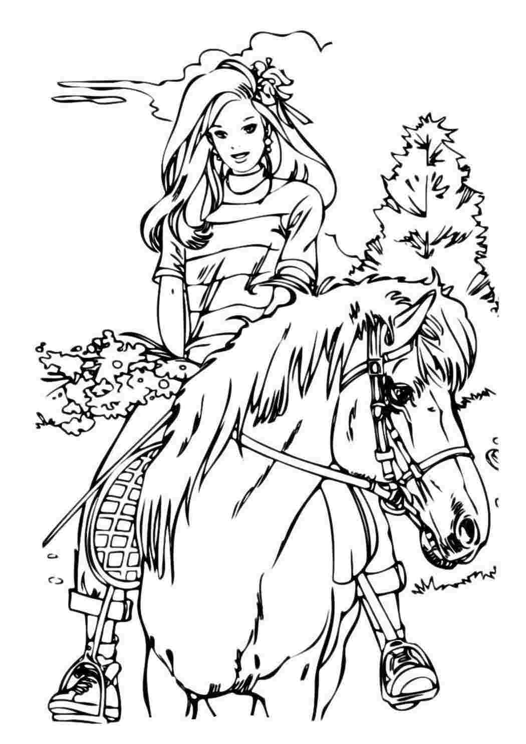 Раскраски Девушка на лошади. Раскраска. Девушка на лошади. Обучающие раскраски.
