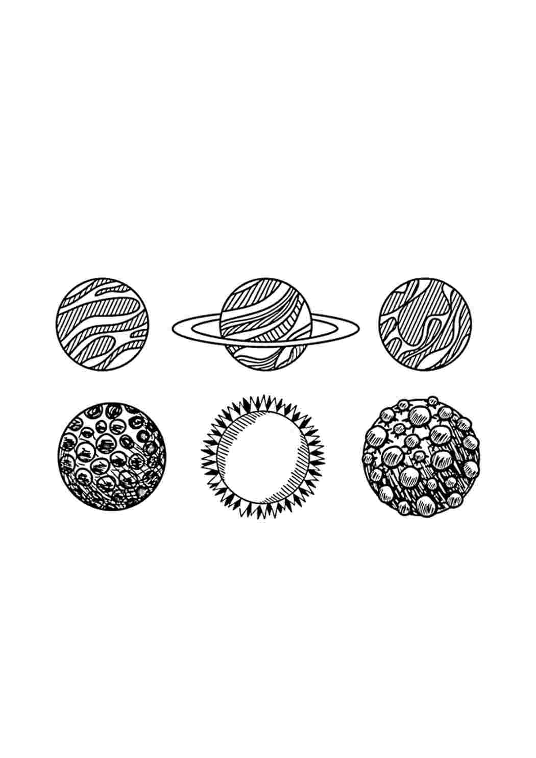 6 planeettaa. Хорошие раскраски.