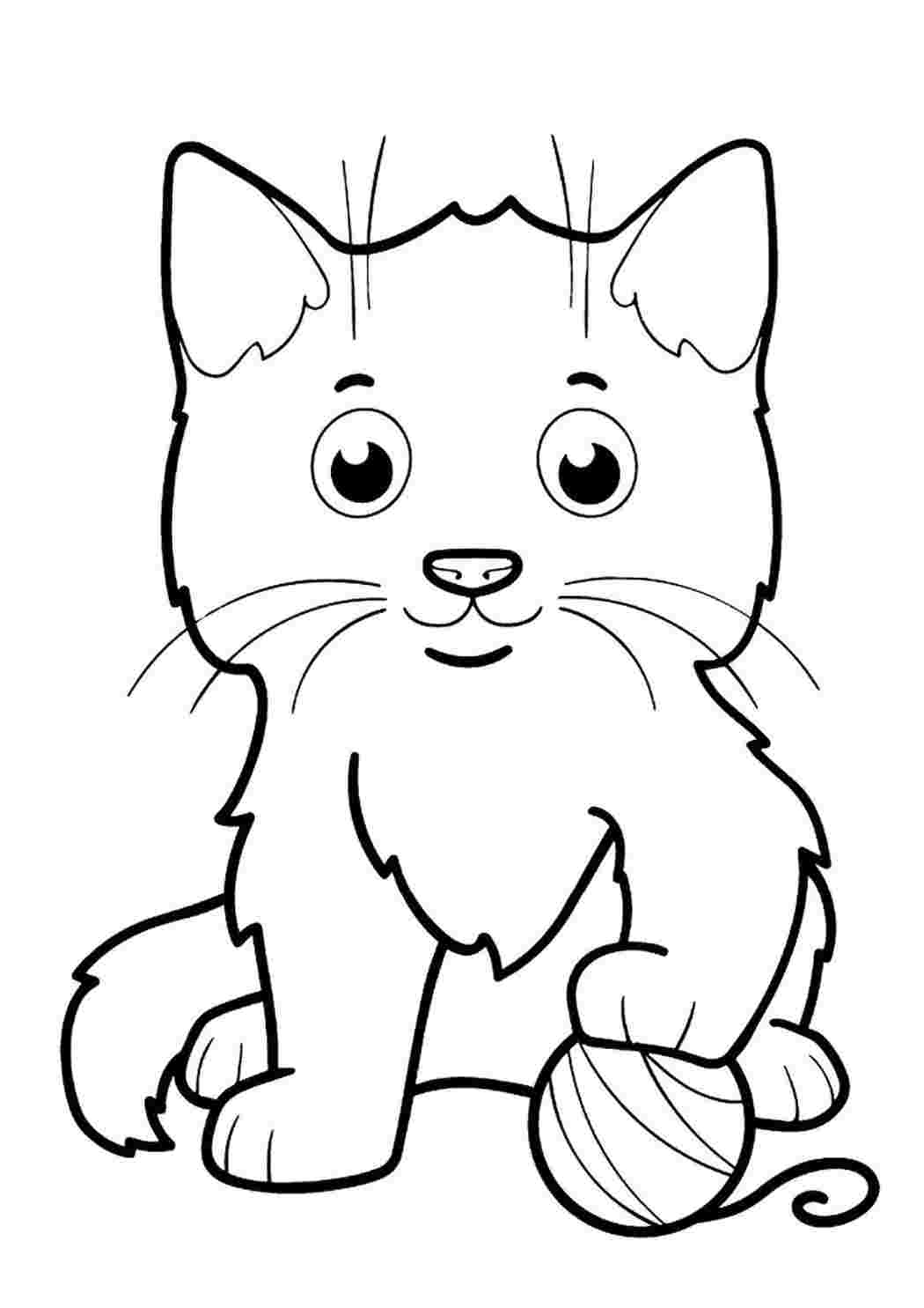 раскраска котенок с клубком. Красивые раскраски.