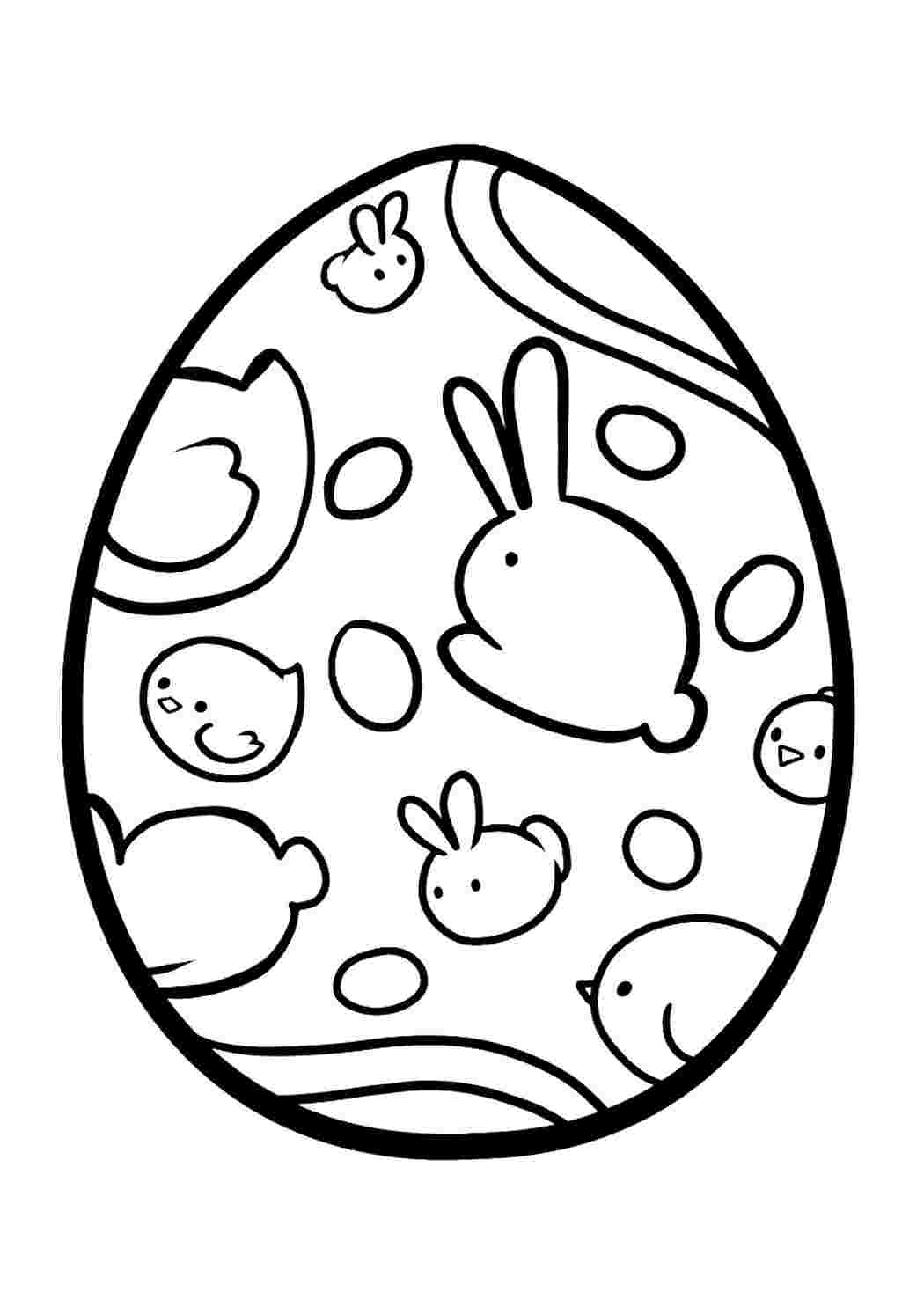 Раскраска Пасхальное яйцо с цыпленком, скачать и распечатать раскраску раздела Пасха