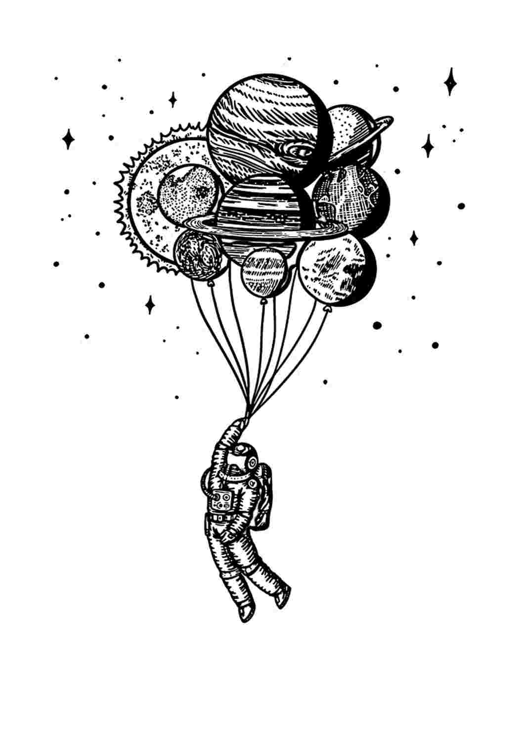 Раскраски Kosmonautti na lentää ilmapalloja muodossa planeettoja. Сайт с раскрасками. Kosmonautti na lentää ilmapalloja muodossa planeettoja. Интересные раскраски.