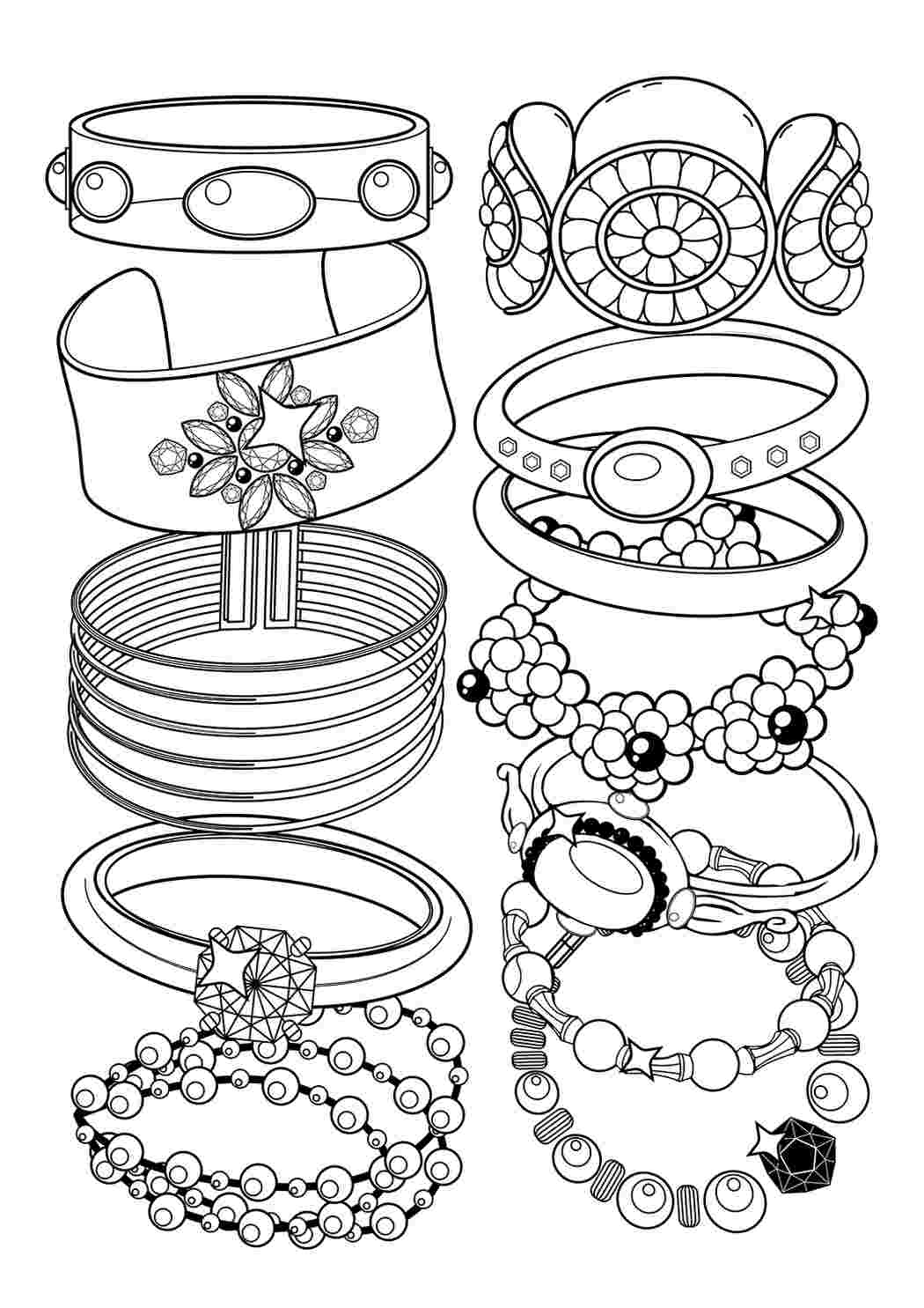 раскраски для девочек раскраска украшения. Черно белые раскраски.