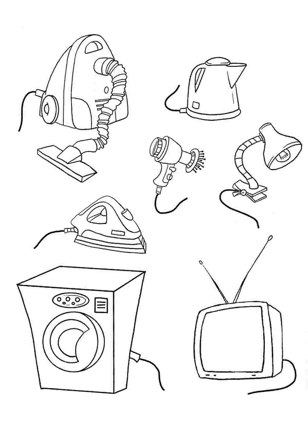 Раскраски Бытовая техника. Разукраска. Бытовая техника. Много раскрасок.