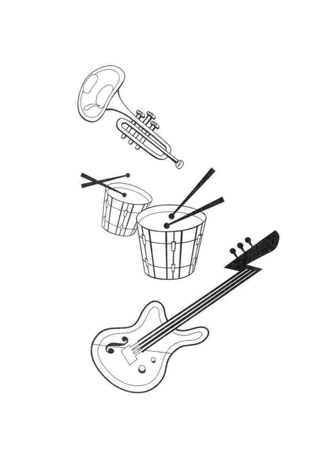 интересные раскраски раскраска музыкальные инструменты. Раскрашивать онлайн.