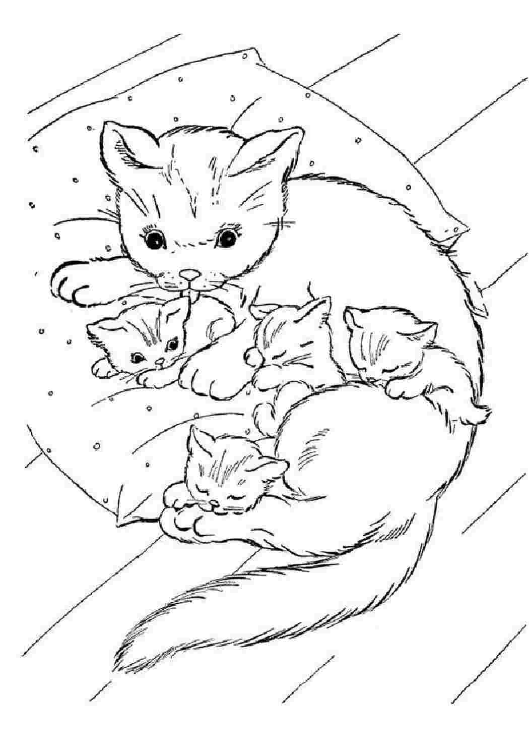 Раскраска Кавай-арт: котята