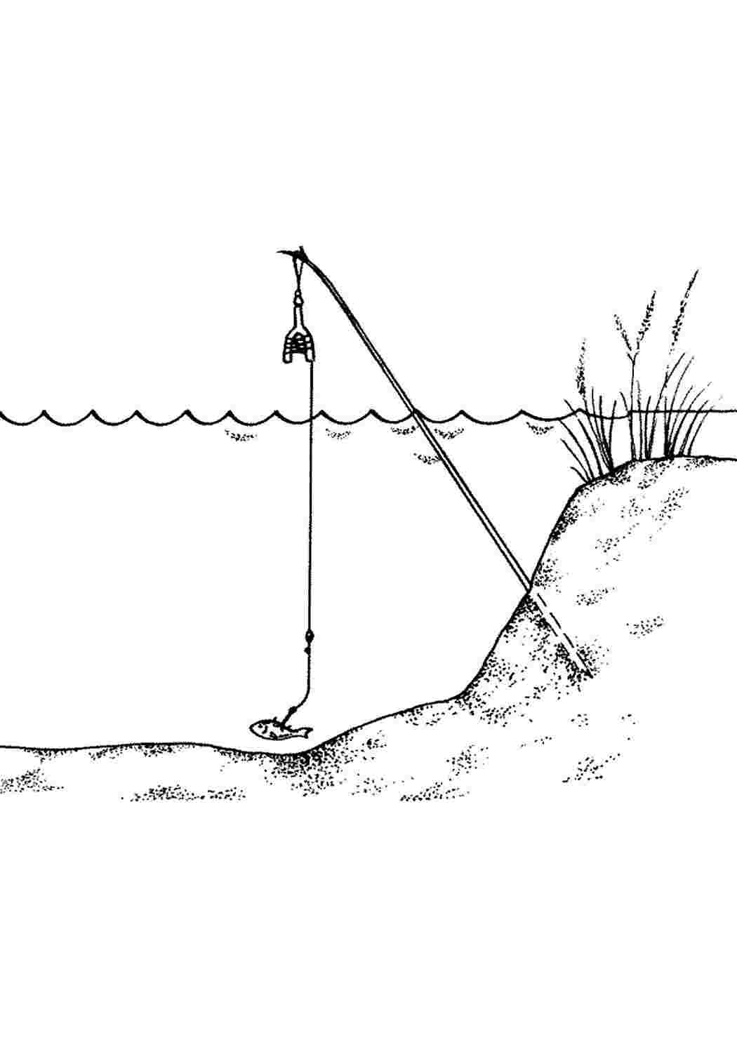 Раскраски Удочка в озере. Раскраска для печати. Удочка в озере. Распечатать раскраски на сайте.