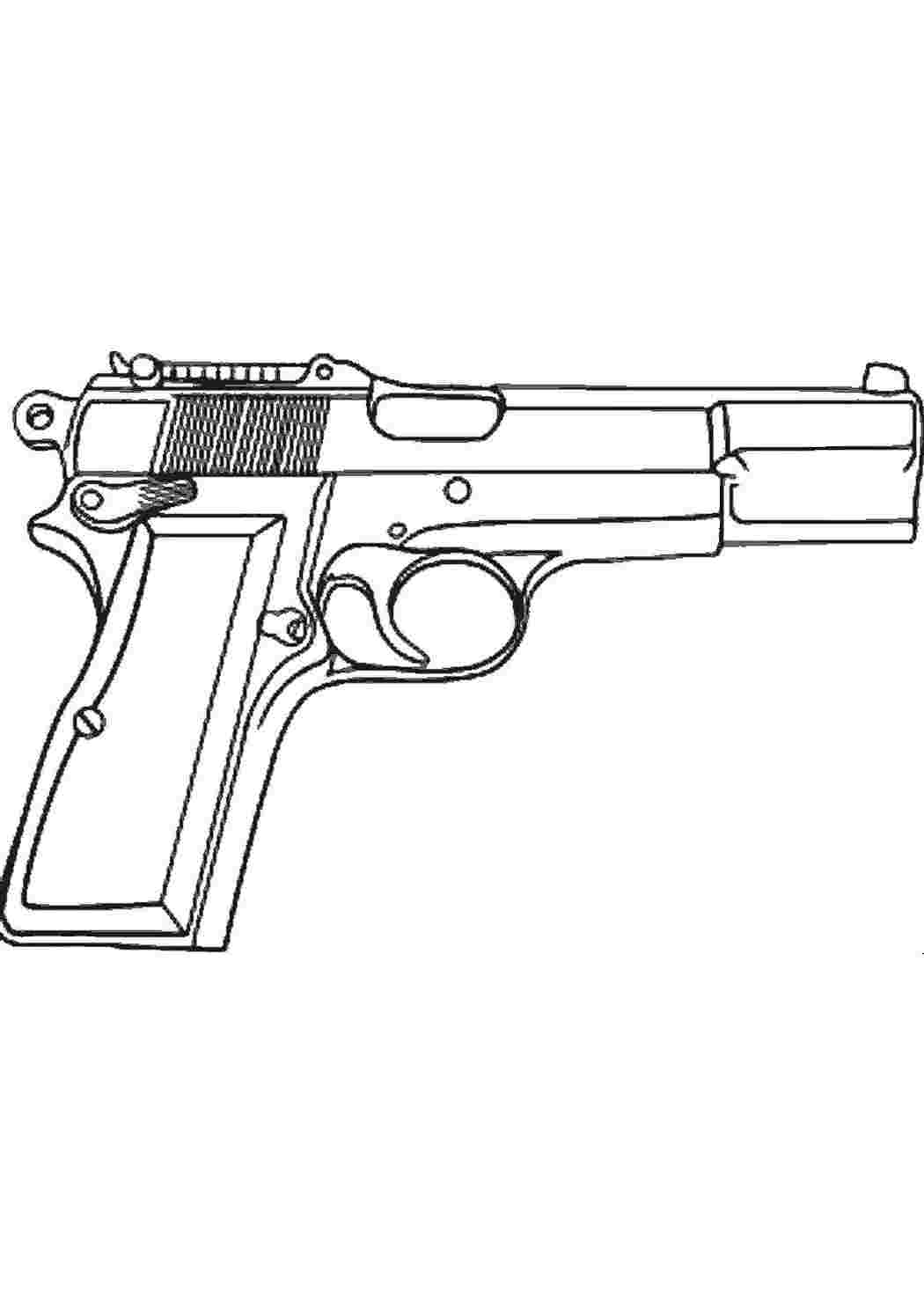 раскраски для мальчиков раскраска пистолет. Бесплатные раскраски.