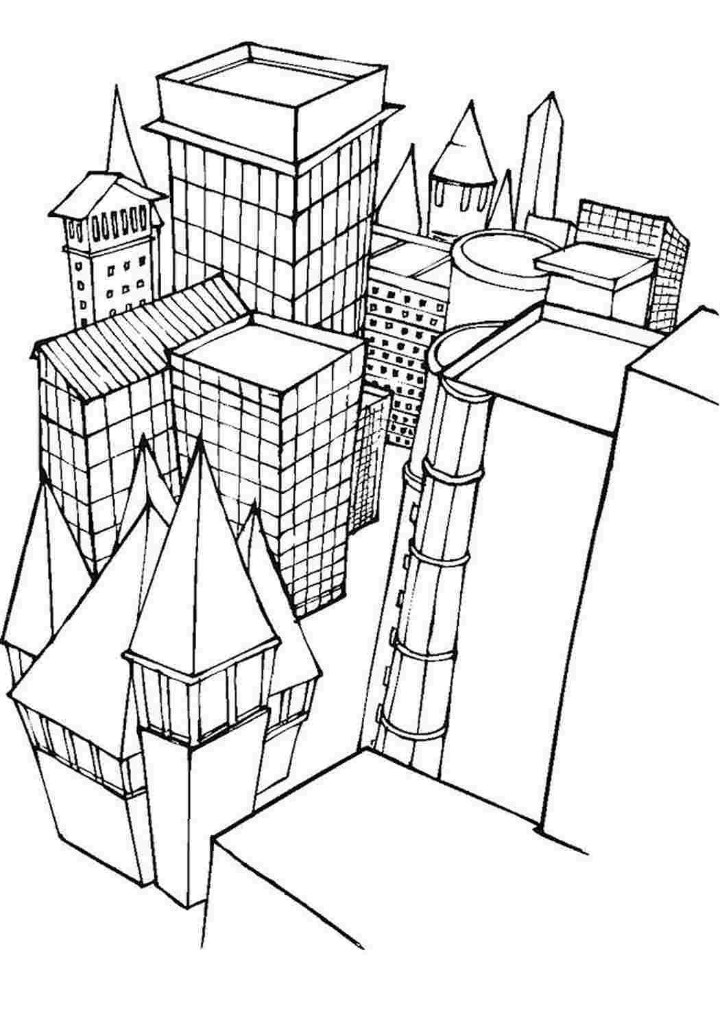 интересные раскраски раскраска город. Бесплатно найти раскраску.
