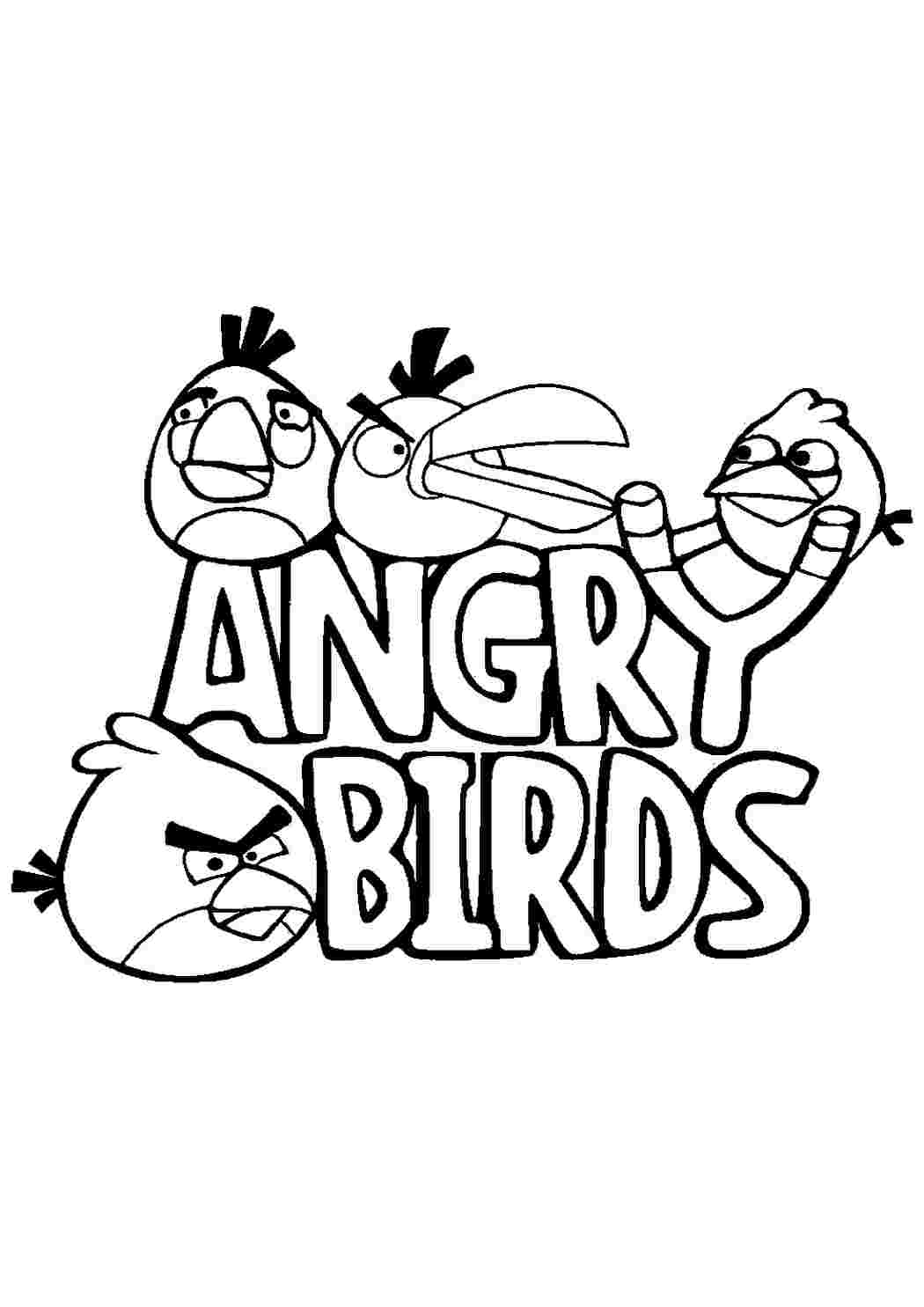 Раскраски Энгри Бердс (Angry Birds) - с птичками и свинками - скачать и распечат�ать