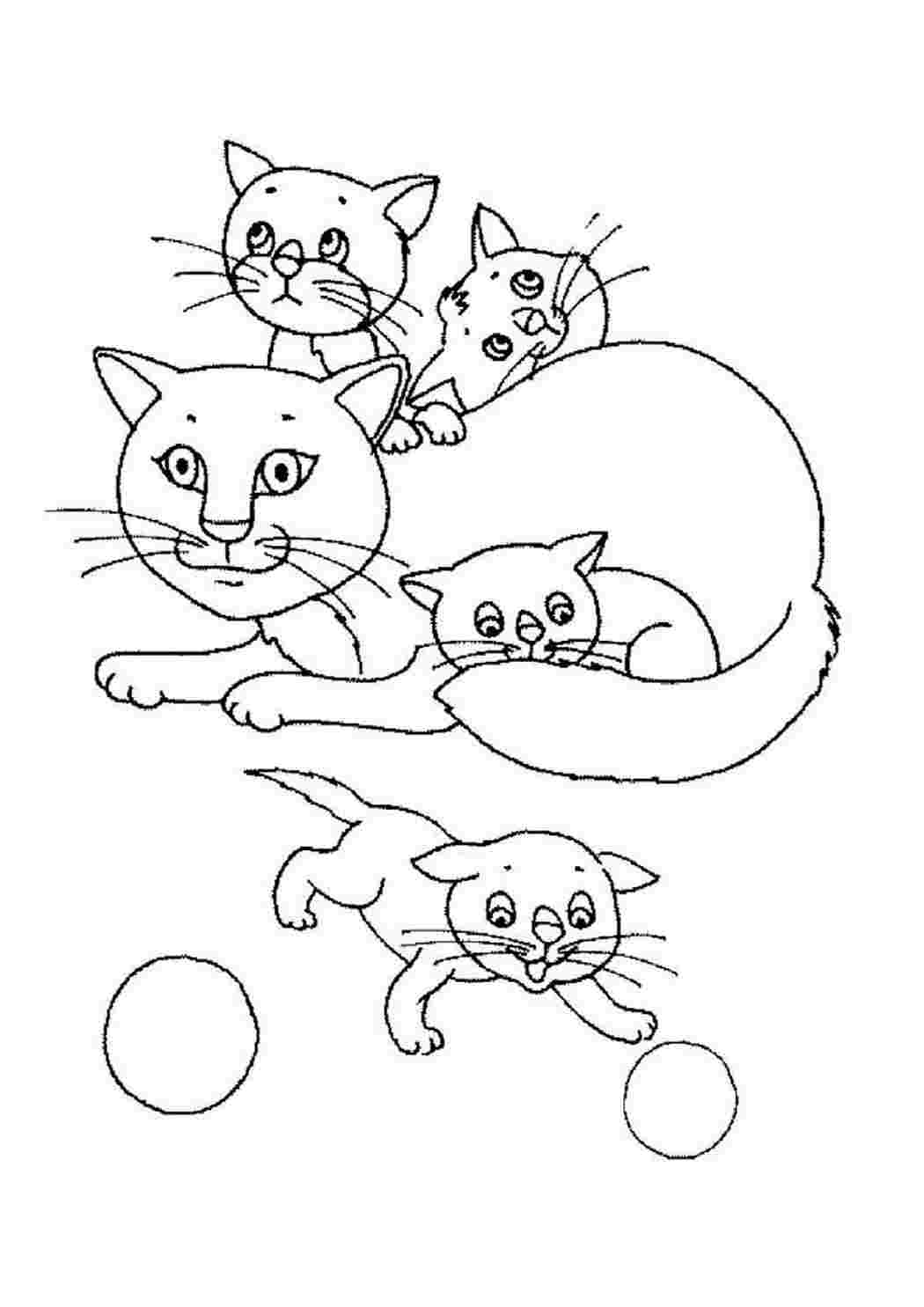 Раскраски Кошка с котятами. Бесплатно найти раскраску. Кошка с котятами. Скачать раскраски бесплатно.