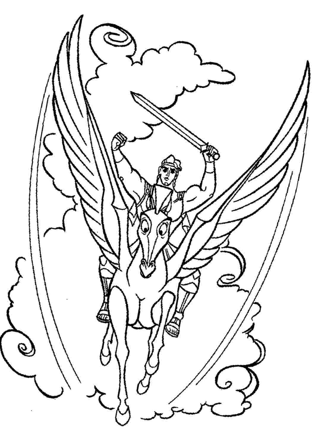 disney hercules and pegasus coloring pages