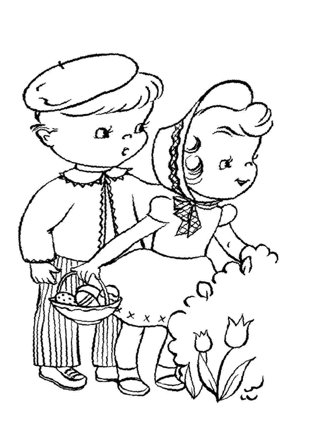 Мальчик и девочка с цветами